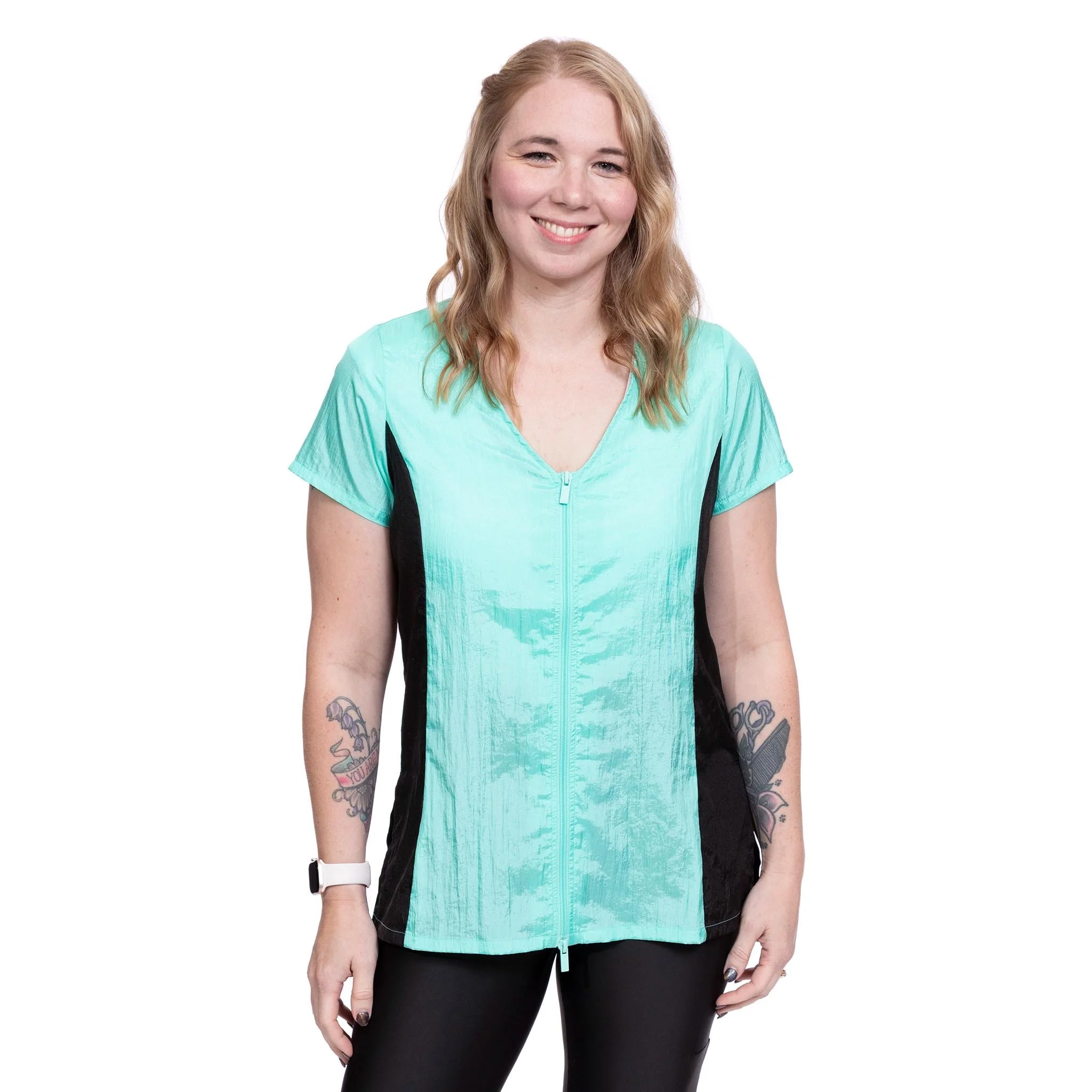 Groomer's Short Sleeve Top — Mint/Black for Dog Groomers | Jodi Murphy Grooming Products