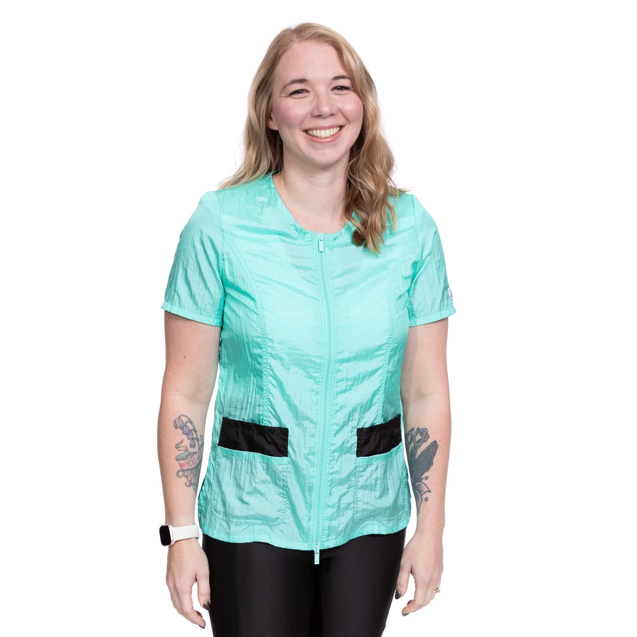 Groomer's Double Pocket Short Sleeve Utility Top — Mint for Dog Groomers | Jodi Murphy Grooming Products
