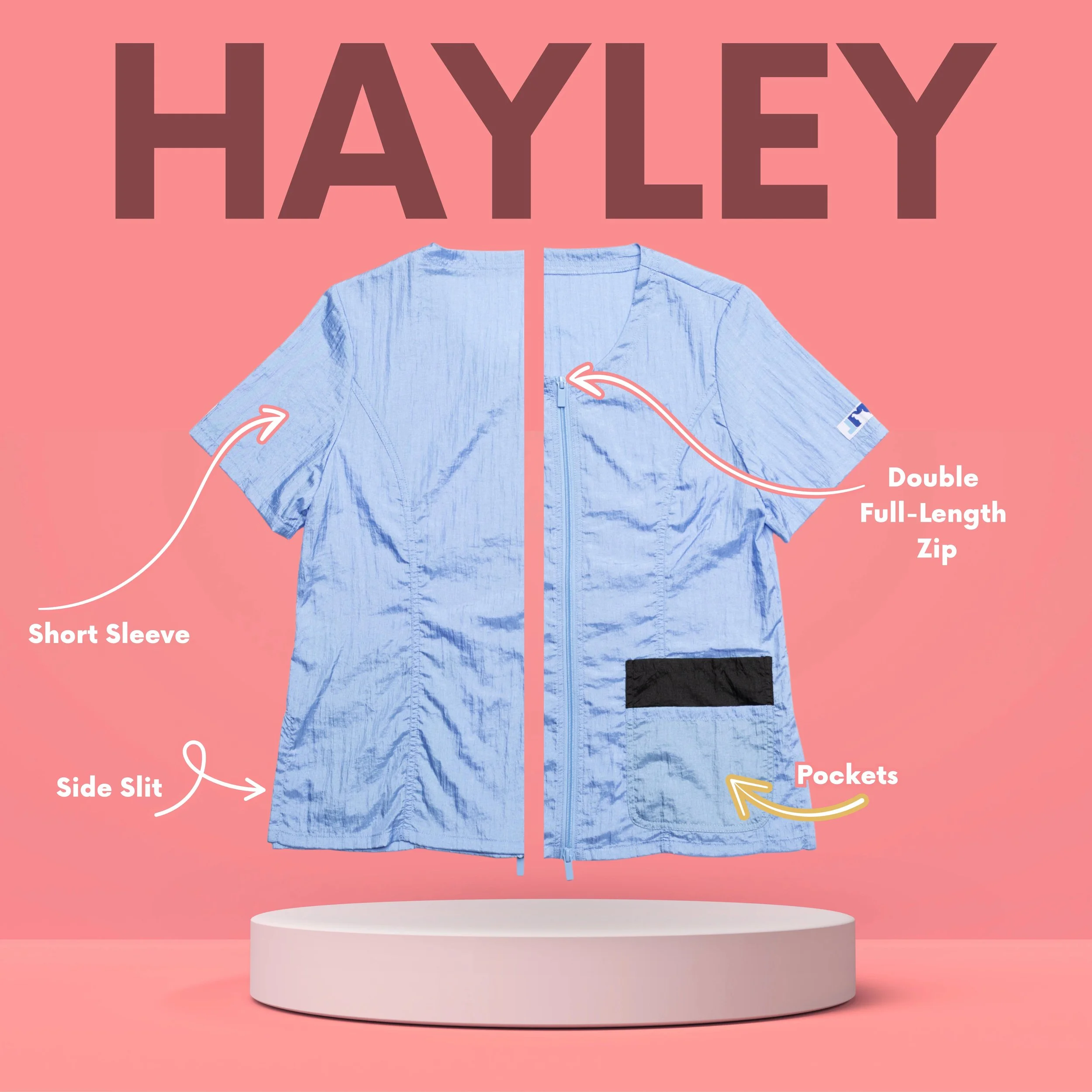 Groomer's Double Pocket Short Sleeve Utility Top — Periwinkle for Dog Groomers | Jodi Murphy Grooming Products