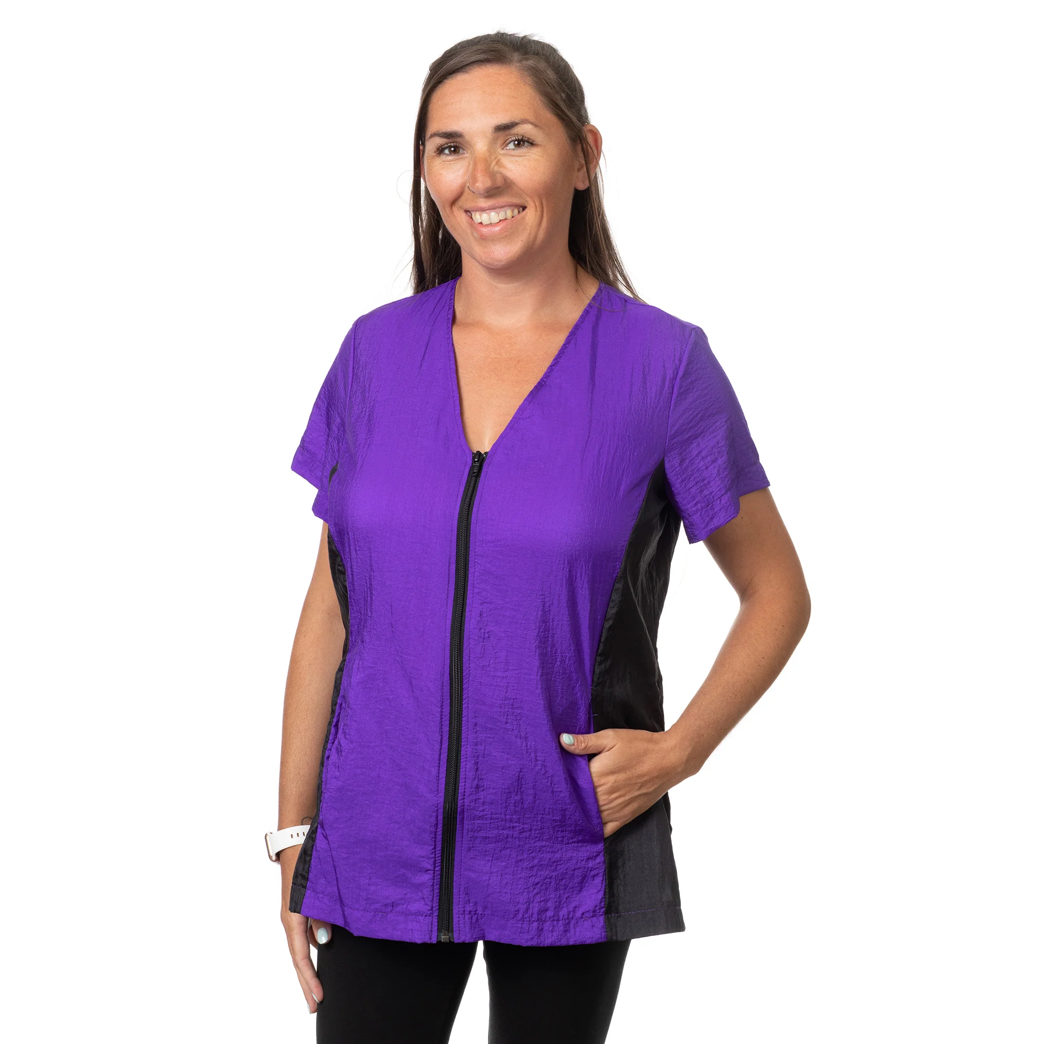 Groomer's Short Sleeve Top — Purple & Black for Dog Groomers | Jodi Murphy Grooming Products