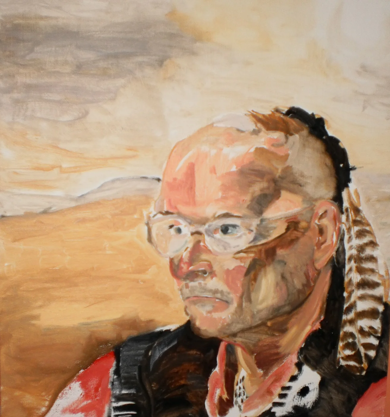  Portrait of My Father the Iroquois Warrior (2013) oil on canvas, 25 x 24 inches 