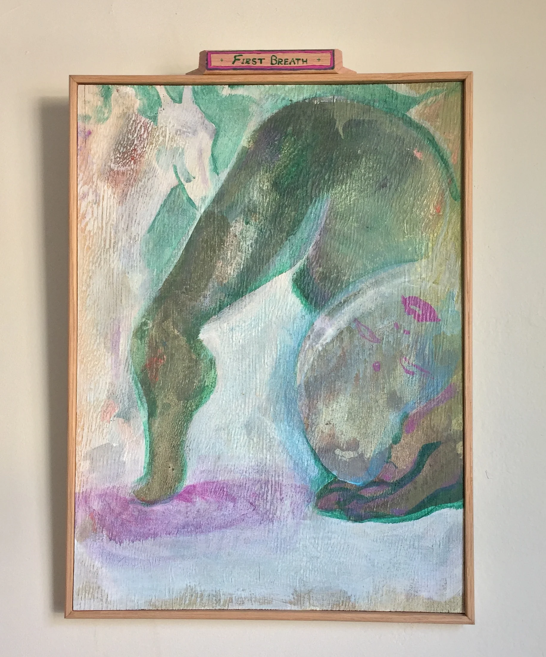  First Breath (2017) acrylic on wood, 17 x 12 inches&nbsp; 