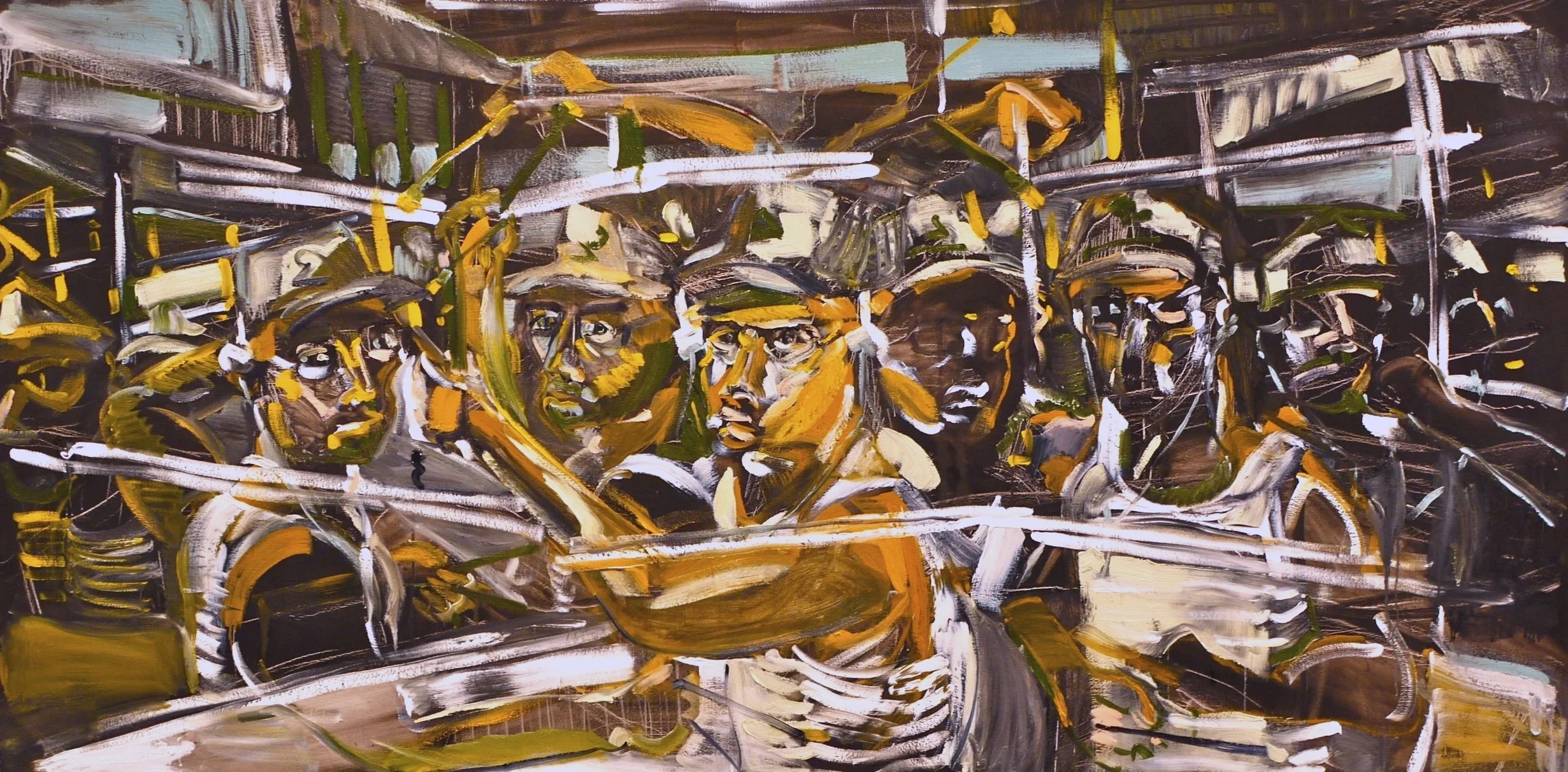      Portrait of Anyone (2009) oil on canvas, 48 x 96 inches. Private collection.  I painted Portrait of Anyone in Le Corbusier's Carpenter Center for the Visual Arts at Harvard. On the floor 2 balcony connecting the painting studio and woodshop, I c