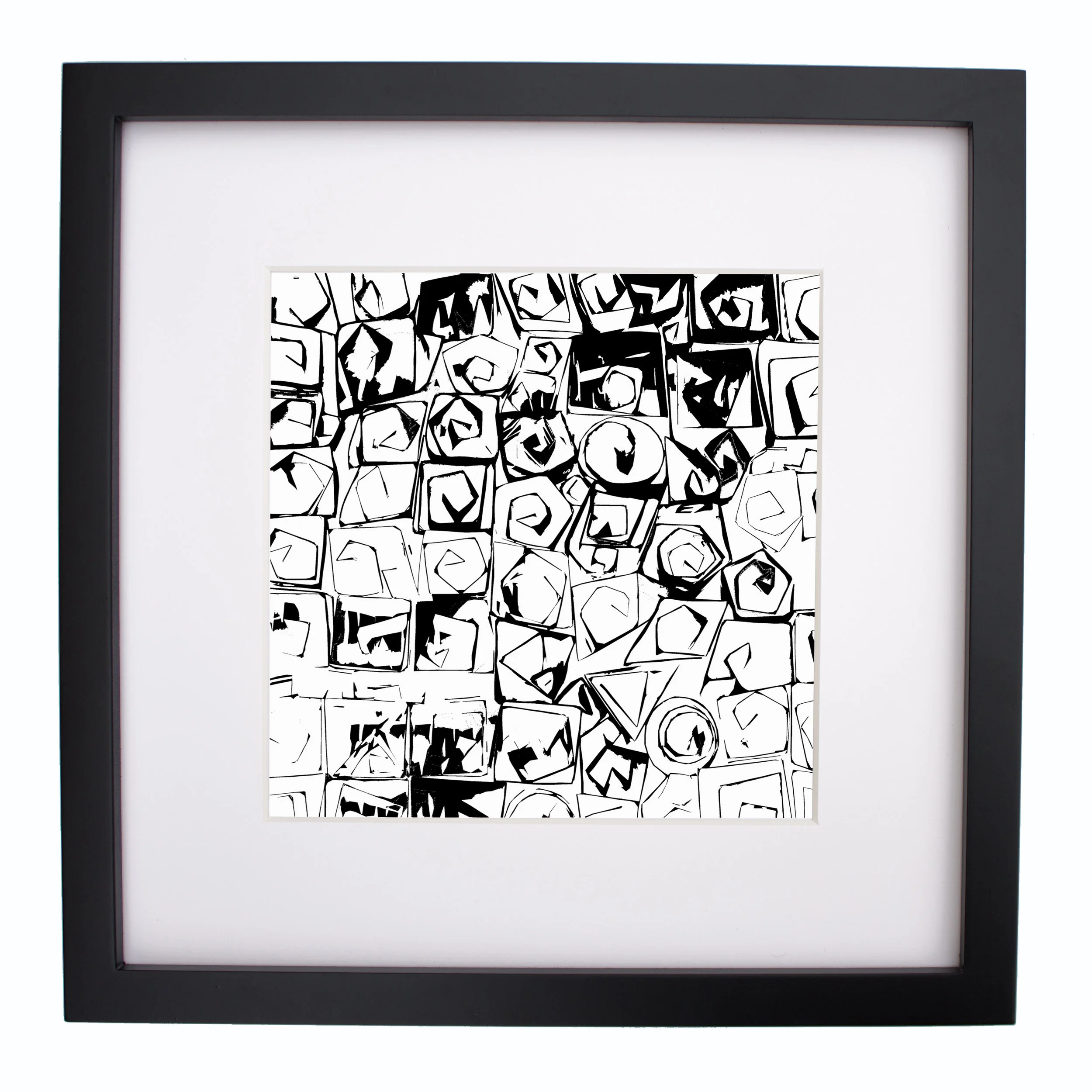 Aztec Maze, charcoal, print