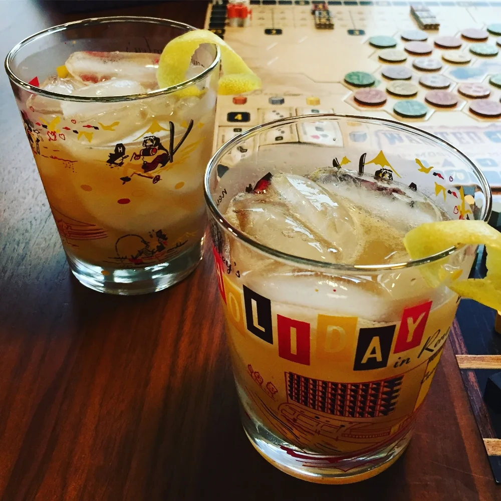 Gold Rush cocktails with Gold West the board game make for a fun old-time California evening.