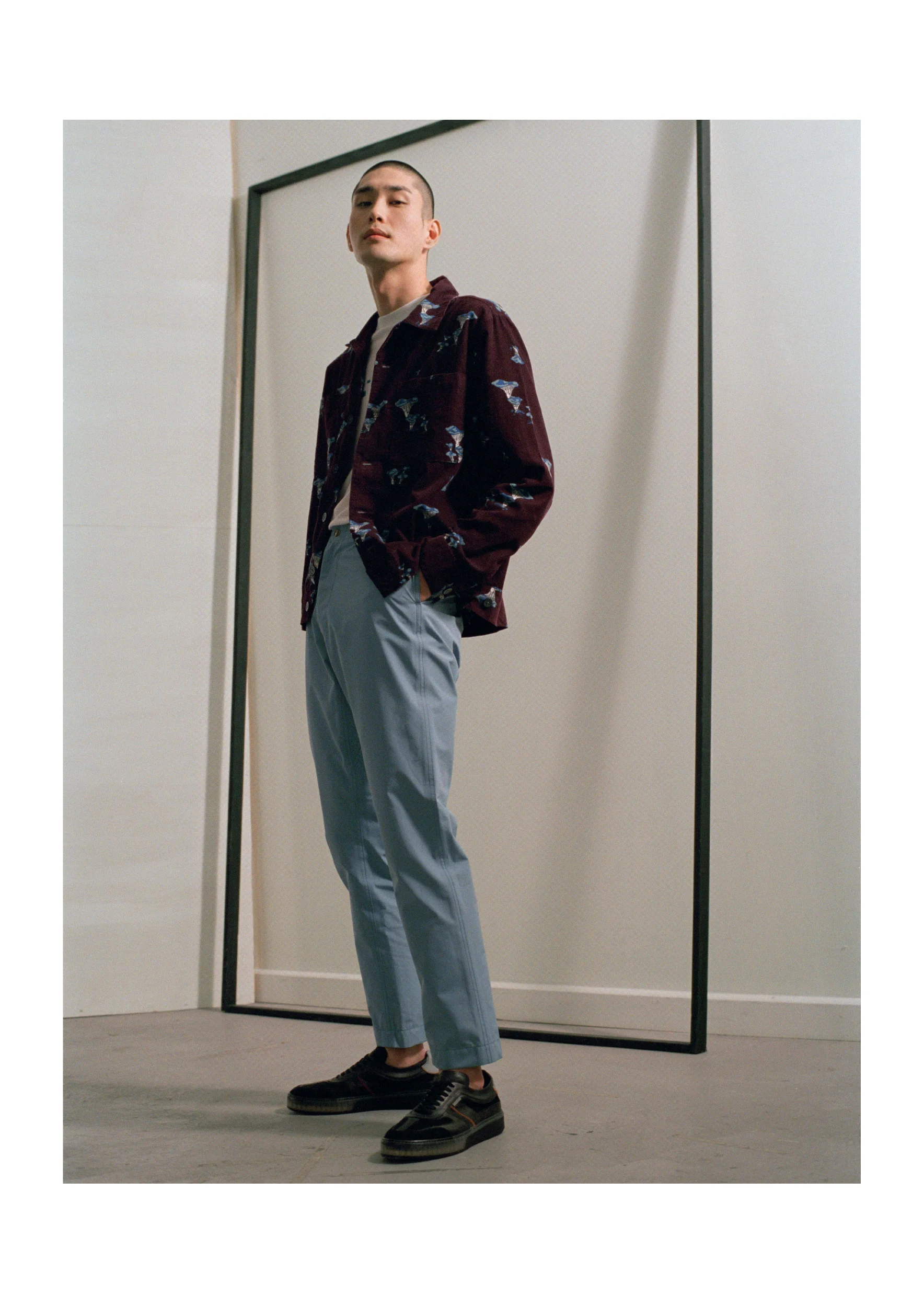 Shirt - Stussy T-Shirt - Asics Tiger Trousers - Nanamica Sneakers - Pregis Sunglasses - Gentle Monster
