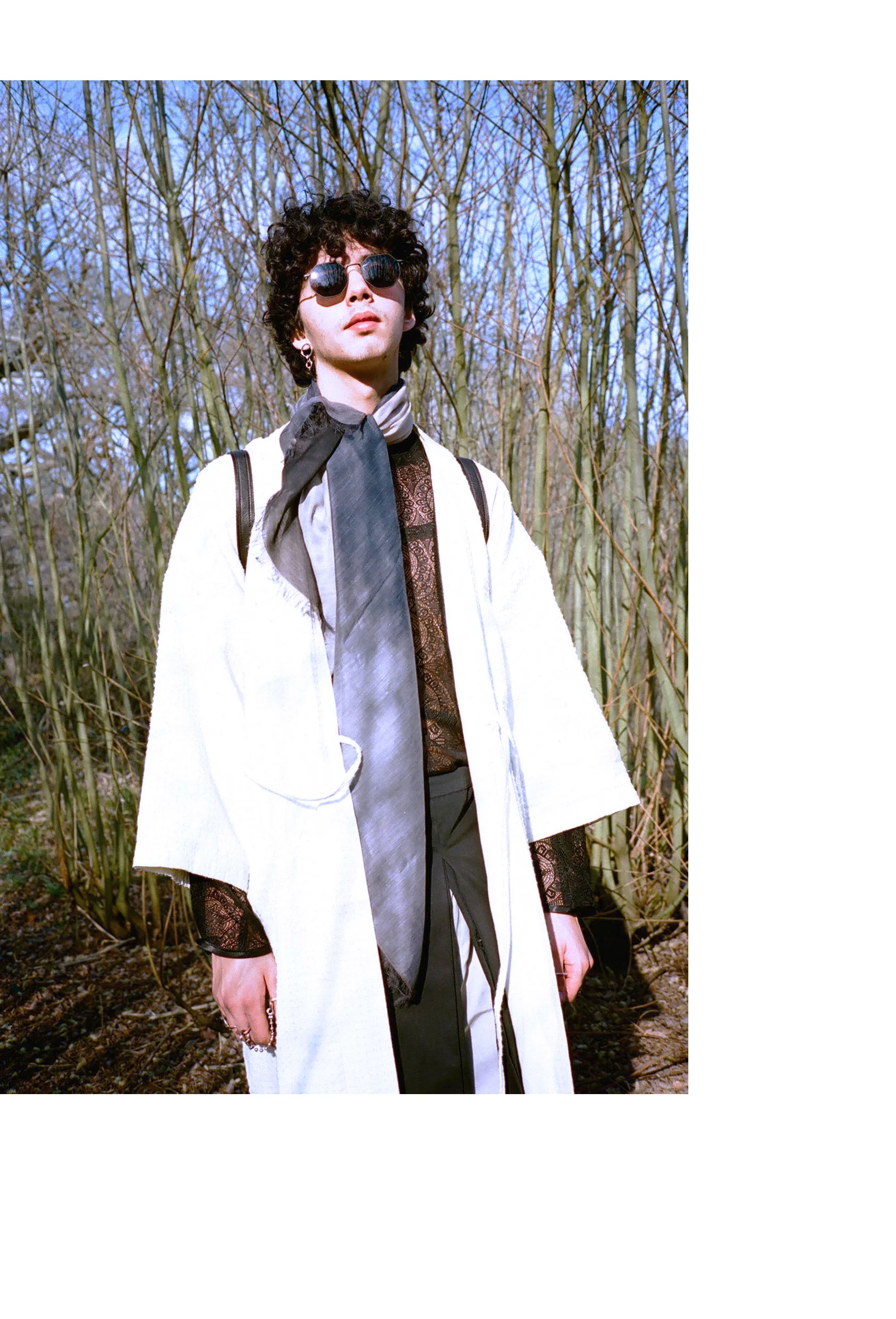Glasses - Ace & Tate, Kimono - TransferanceJP, Top & Chaps - Tourne de Transmission, Shorts - Damir Doma, Sandals - Clarks Originals, Bag - cote&ciel