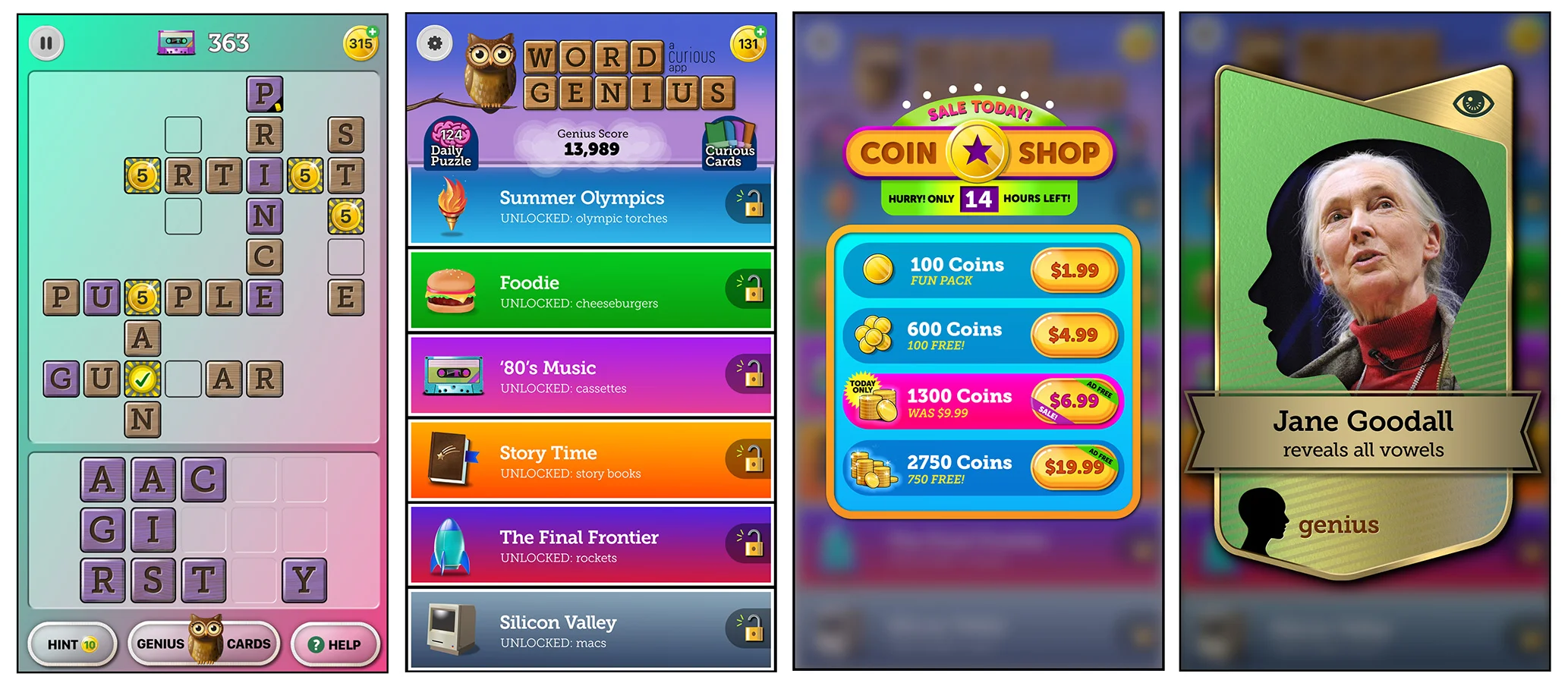 Word Genius screens