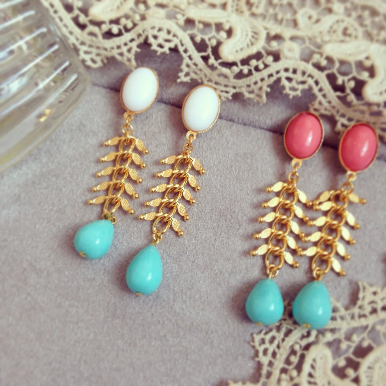 Earrings Semiprecious stones and 18K Gold