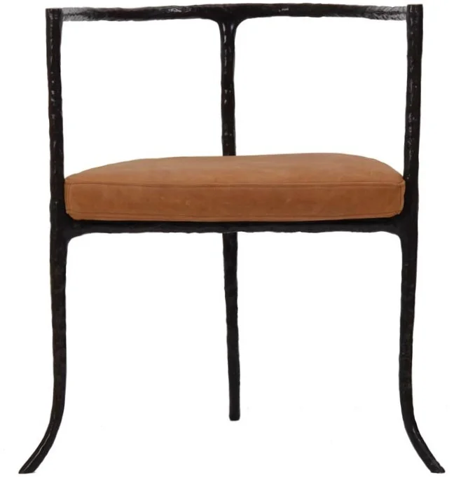 Twig Chair Antique Bronze with Leather Seat Cushion