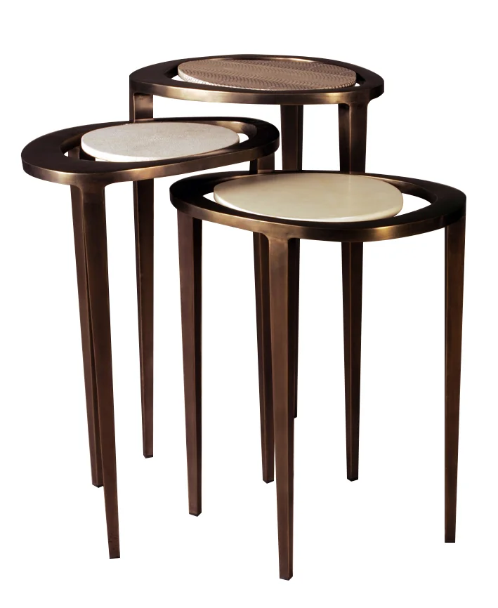 Nestling Tables in shagreen and bronze