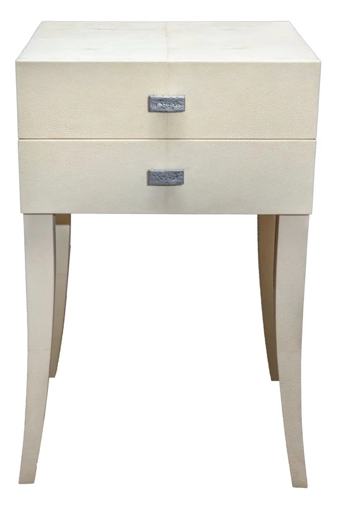 Bedside table 2-drawers with shagreen inlay