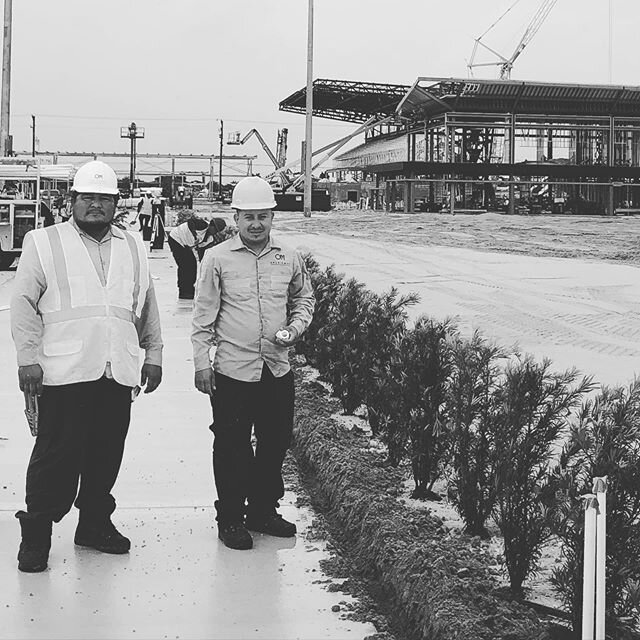 OrchidMan Irrigation and Landscape Foreman William Galdemez and Guillermo Huicosa pose for a picture next to @intermiamicf New Training Facility. Work continues and On schedule for completion in late Feb &lsquo;20 #landscapeconstruction #landscape #m