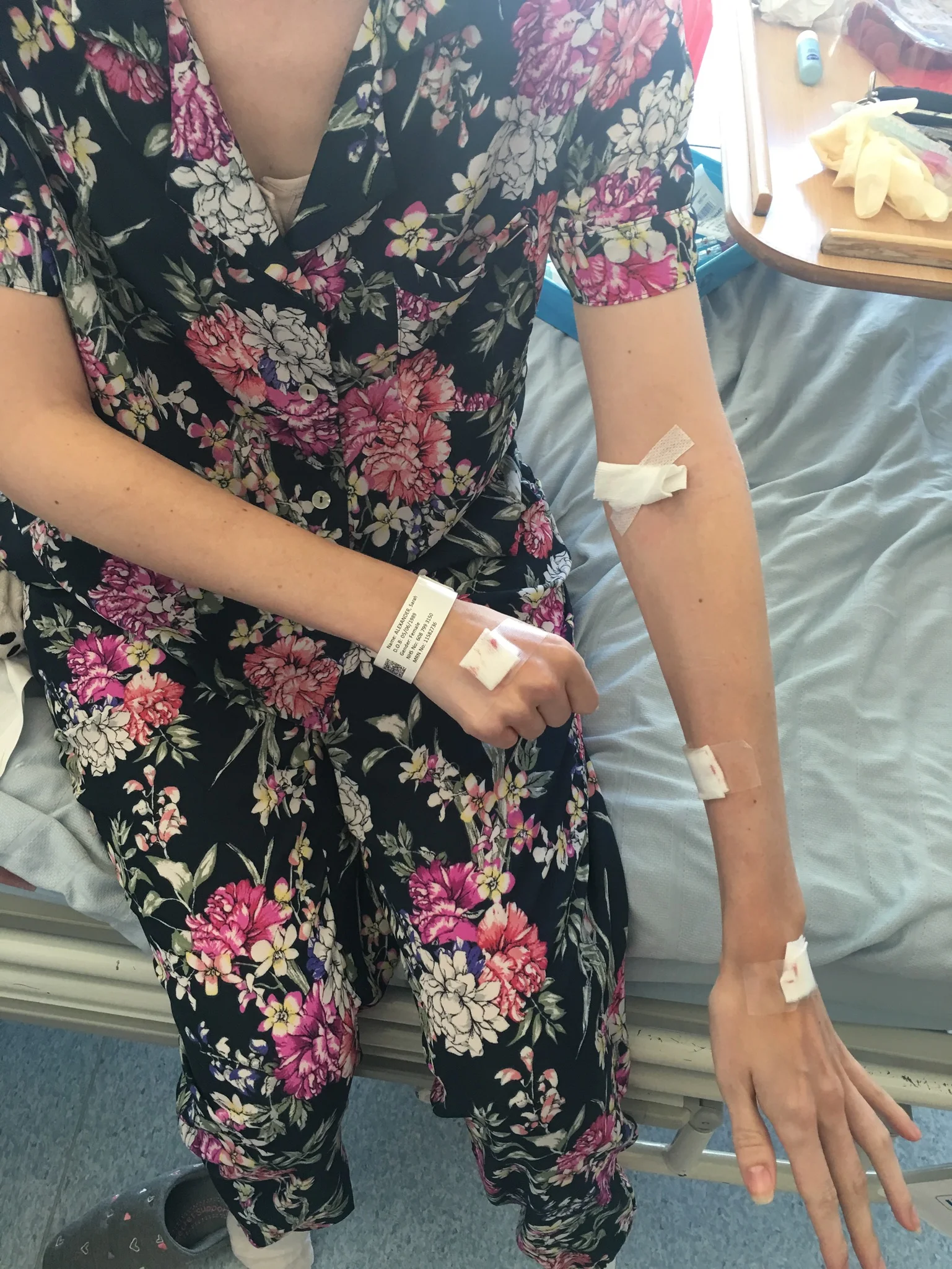 we had great fun trying to insert a new cannula. it was like pin the tail on the donkey!!! safe to say my needle phobia was well and truly gone after this. 