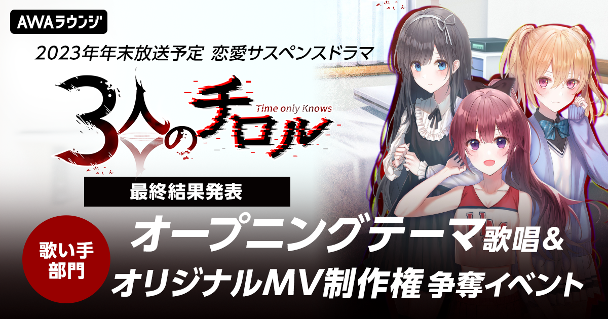 最終結果発表！「3人のチロル」のオープニングテーマ歌唱＆オリジナルMV制作権争奪イベント