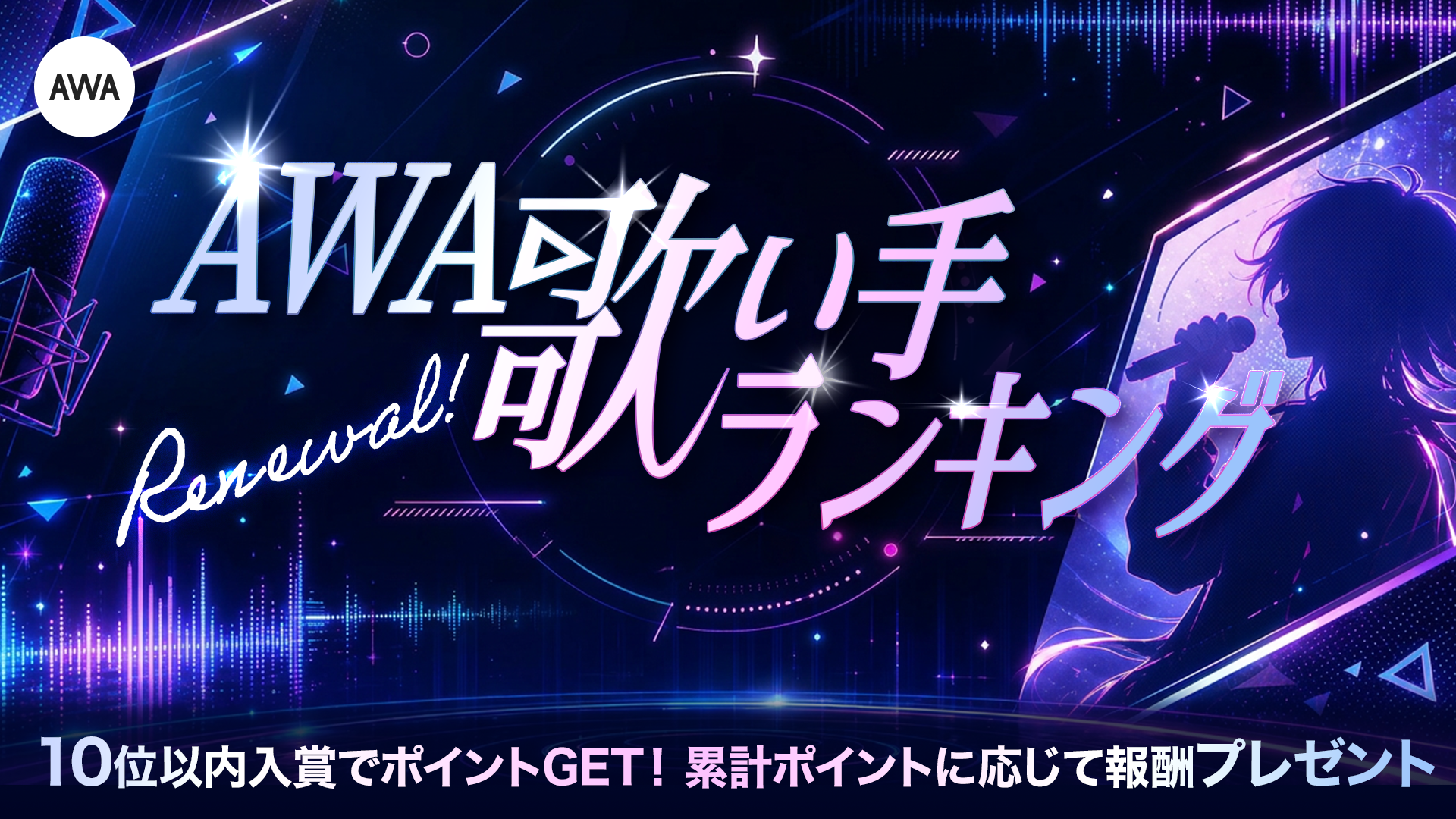 「AWA歌い手ランキング」にポイント制度が登場！毎月の挑戦で特典を目指そう