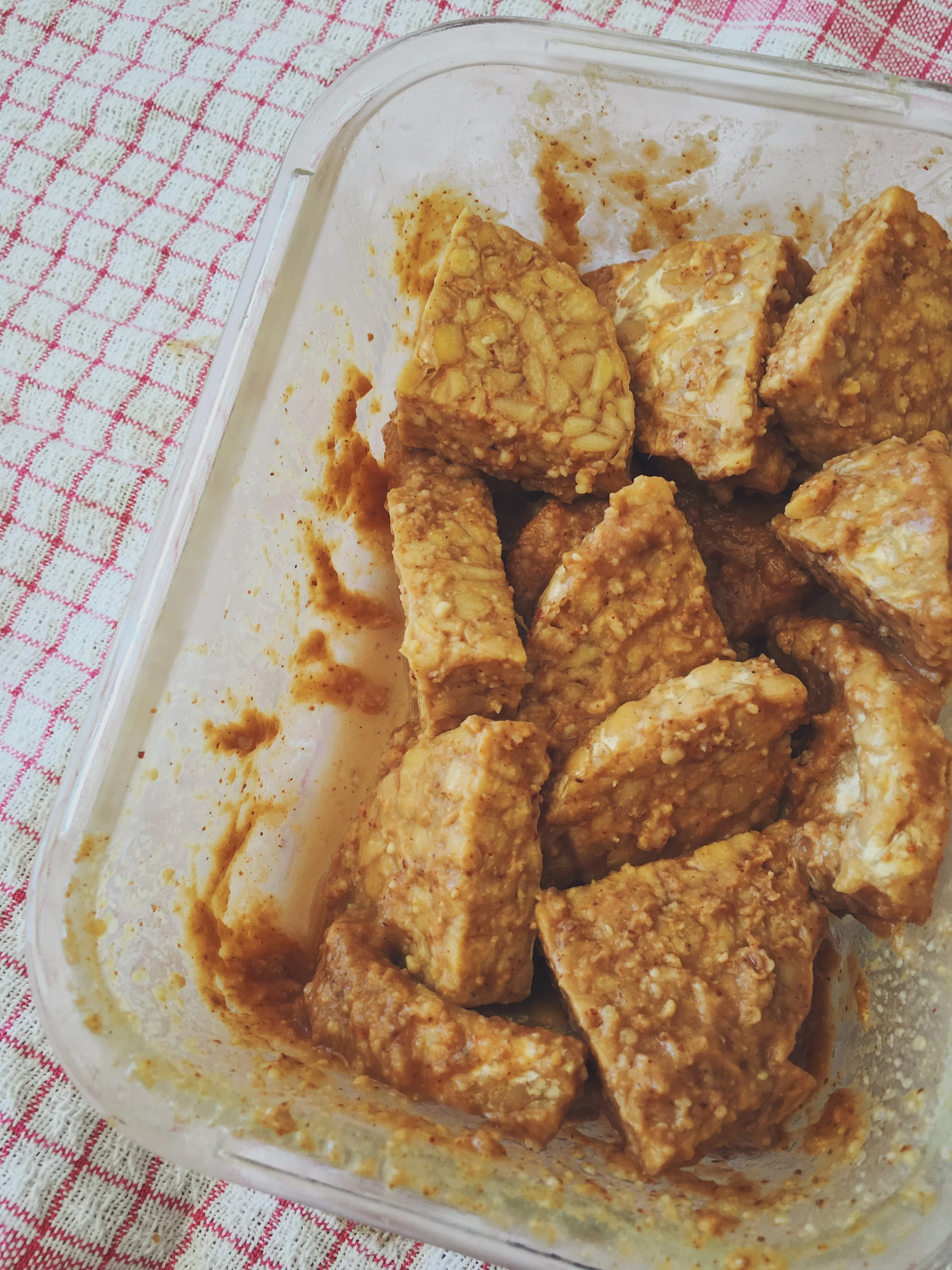 tempeh in almond butter marinade 