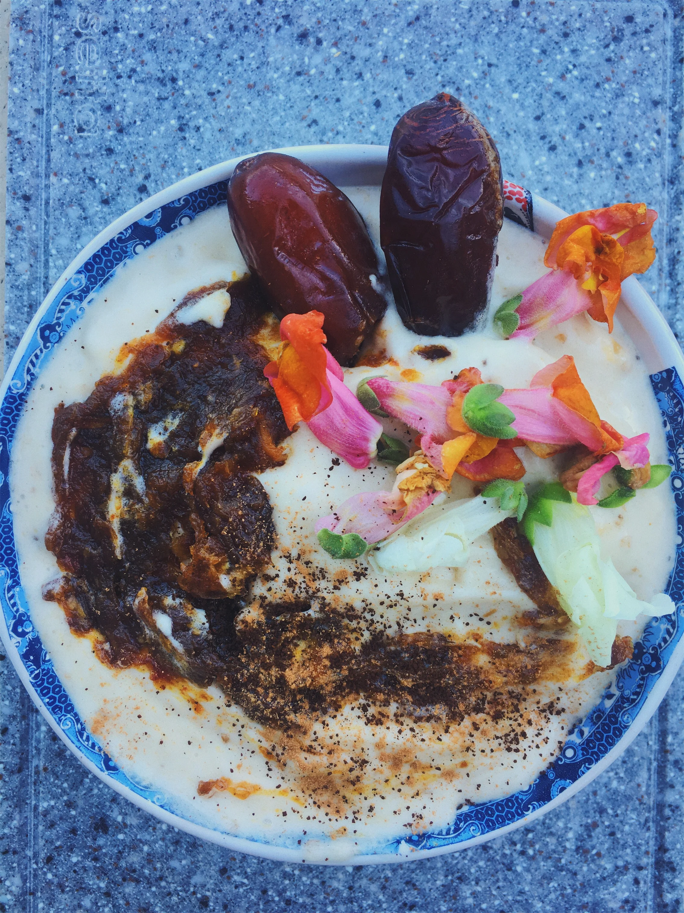 How to consume caramel: put in everything. But smoothie bowls and edible flowers work well too apparently.