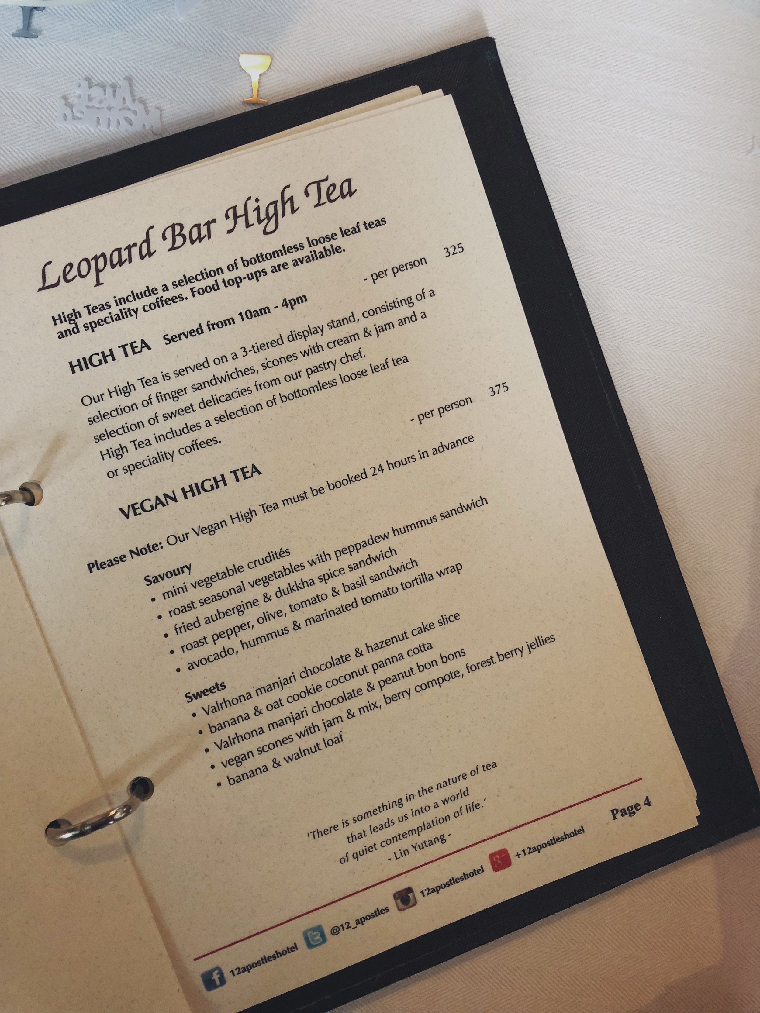 Vegan High Tea Menu