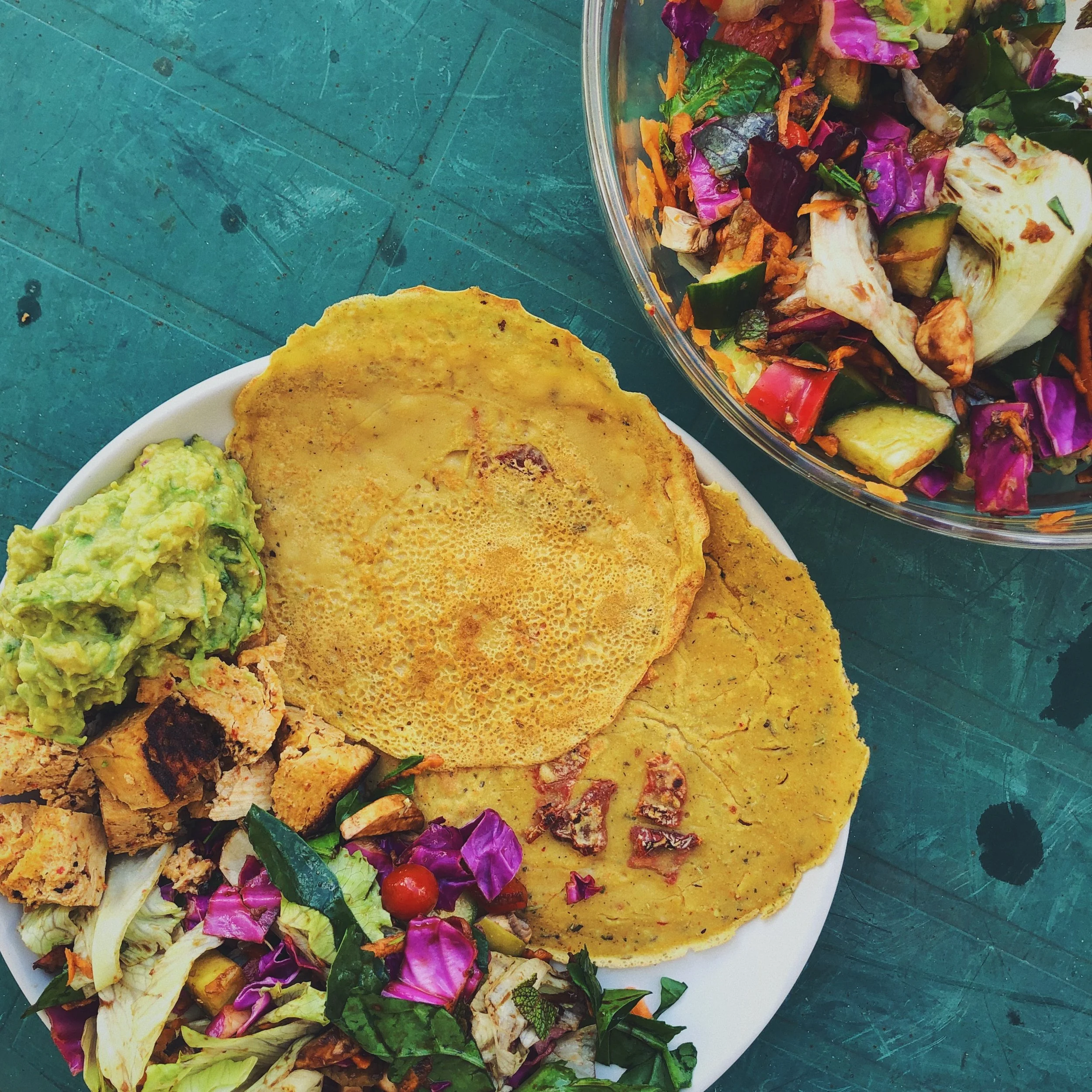 Pancakes and salad never looked so good together.
