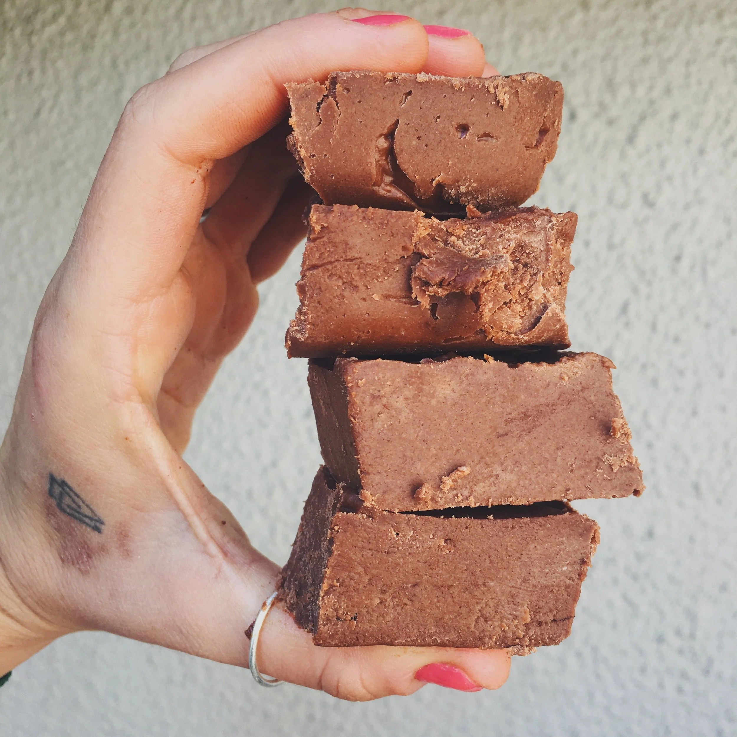 slabs of vegan chocolate fudge