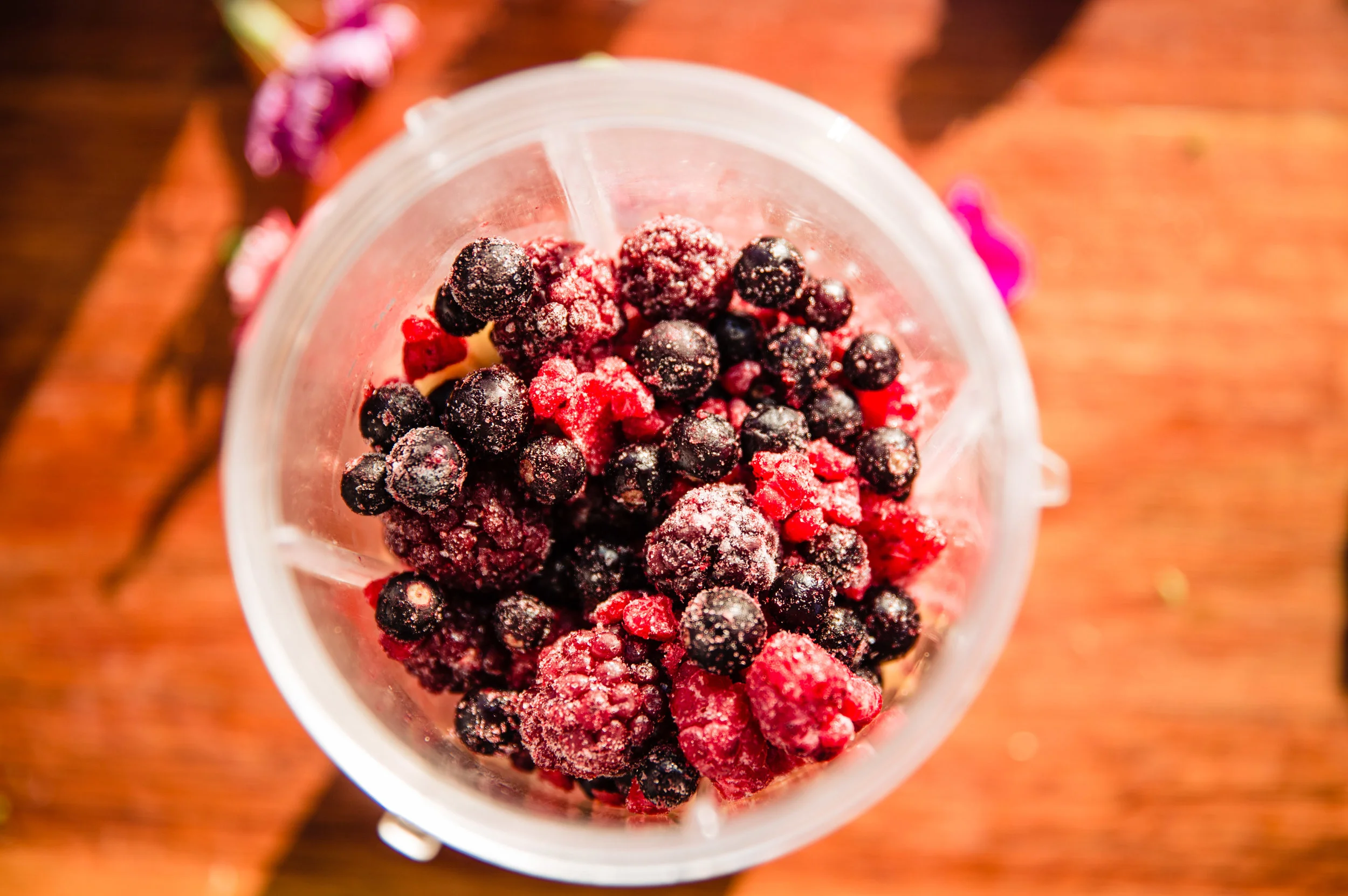 In the blender includes beets, berries and bananas!