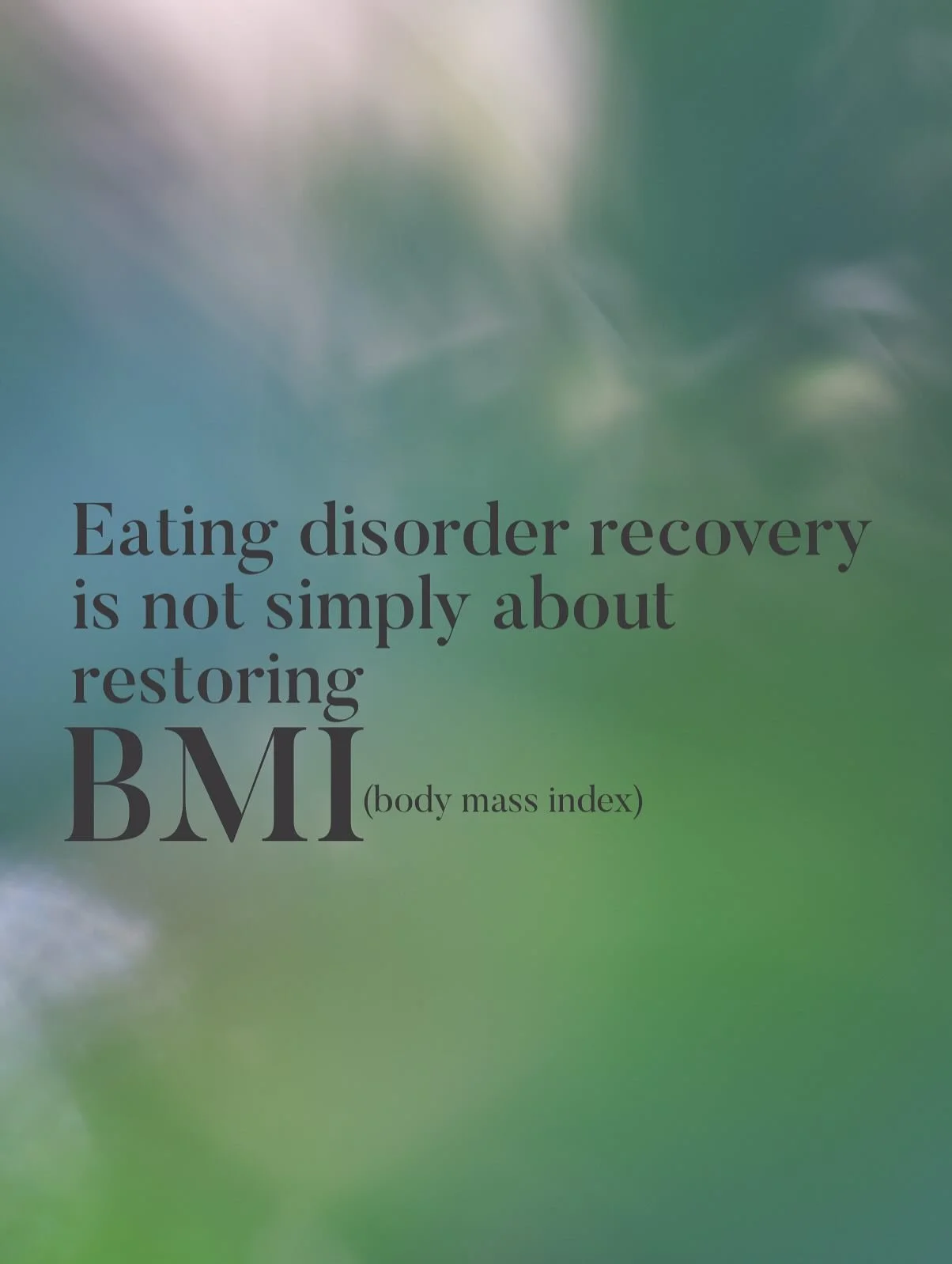 Too often we focus on the body size as a measure of recovery. 
But what about the relationship we learn to cultivate with the body?

Too often we focus on a goal weight as a tangible recovery outcome. 
But why do we need to wait for the weight to cha
