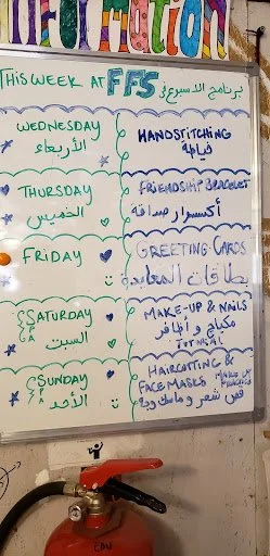  The Female Friendly Space offers a variety of crafting and self-care activities. Visiting groups occasionally lead workshops on female health and healing from trauma. 