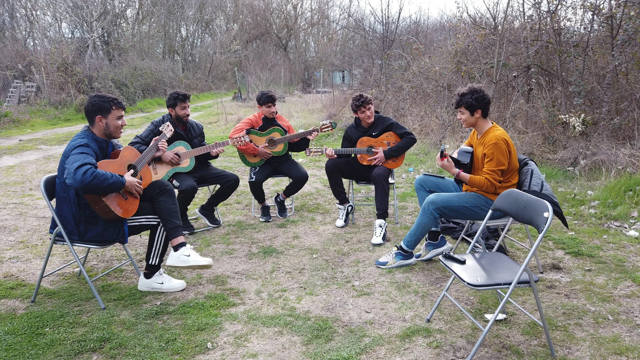  People often enjoy making music together at the Arts and Recreation space at the LHI Community Center in Greece. 