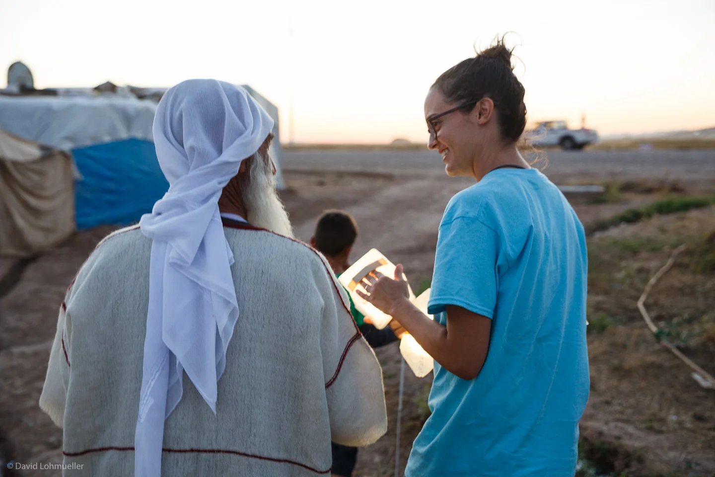 Molly distributing solar lights in Kurdistan. Photo by David Lohmueller