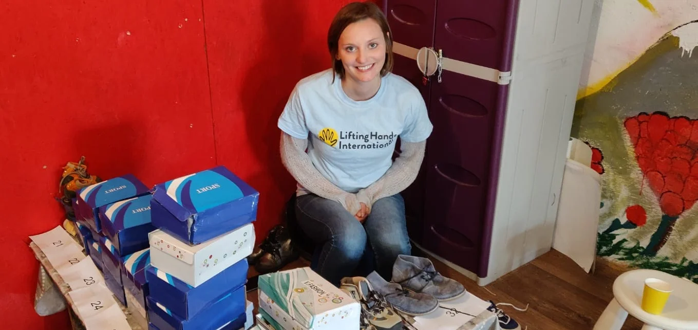  Hannah at shoe distribution! 