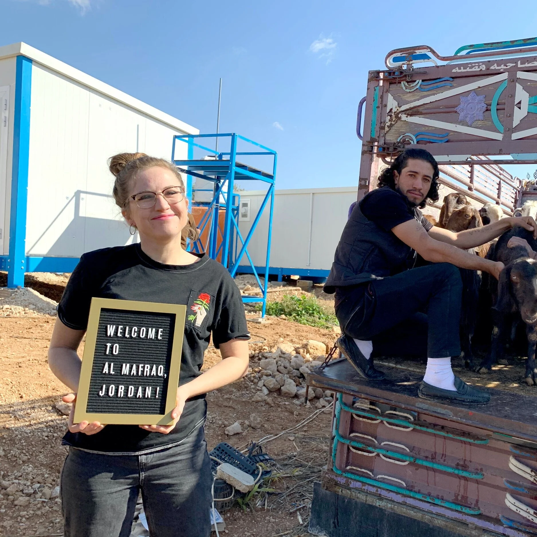   Hayley Smith (LHI Founder/Director) prepares to distribute goats to Syrian refugee families!   