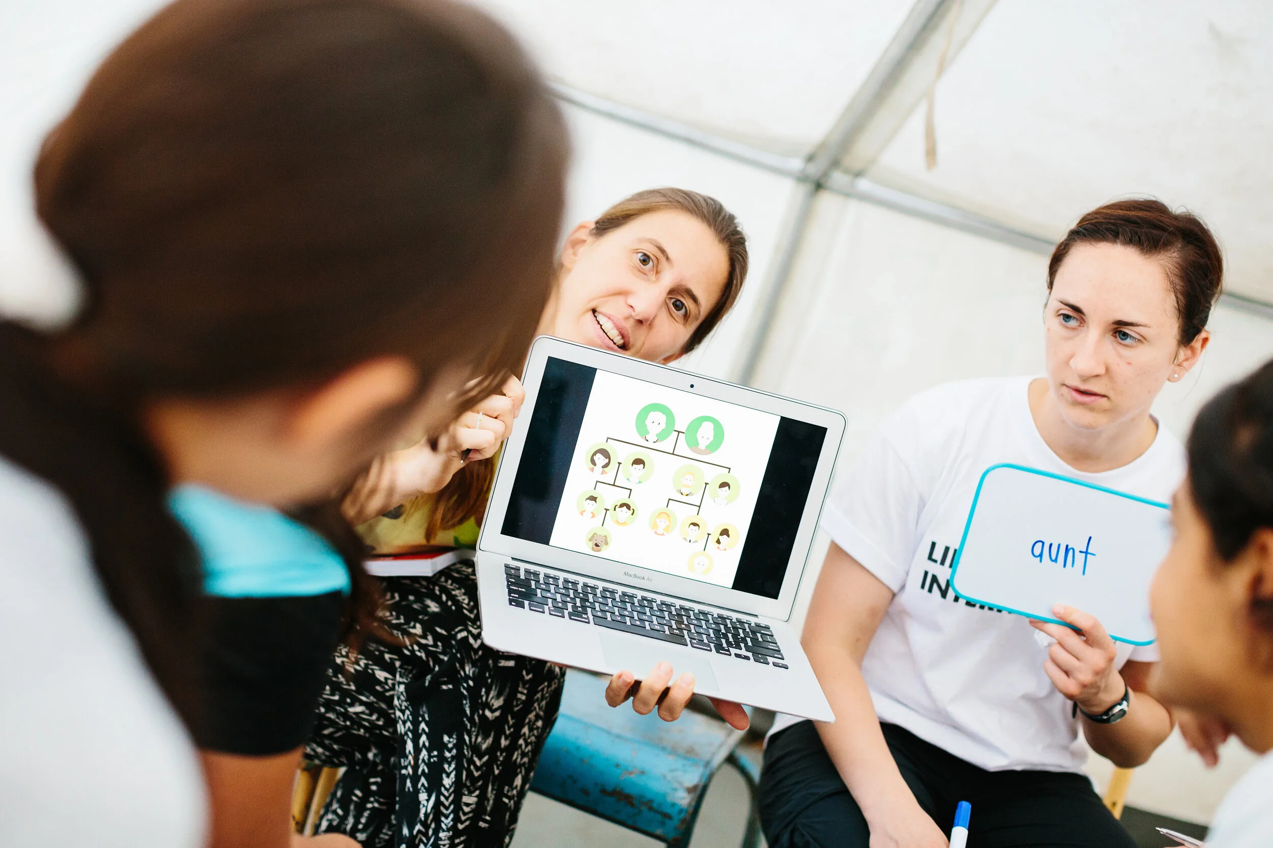   Before LHI’s Refugee Center opened, English was taught to Yazidis inside a small tent in a remote corner of the Serres camp.  