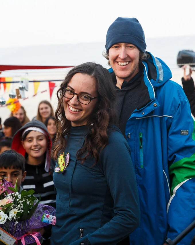   Molly and Kyle at the grand opening of the LHI Refugee Center in Serres, Greece.  