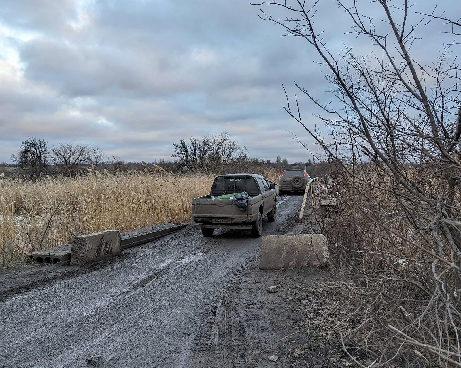  The bridge used to reach rural villages in Eastern Ukraine. 