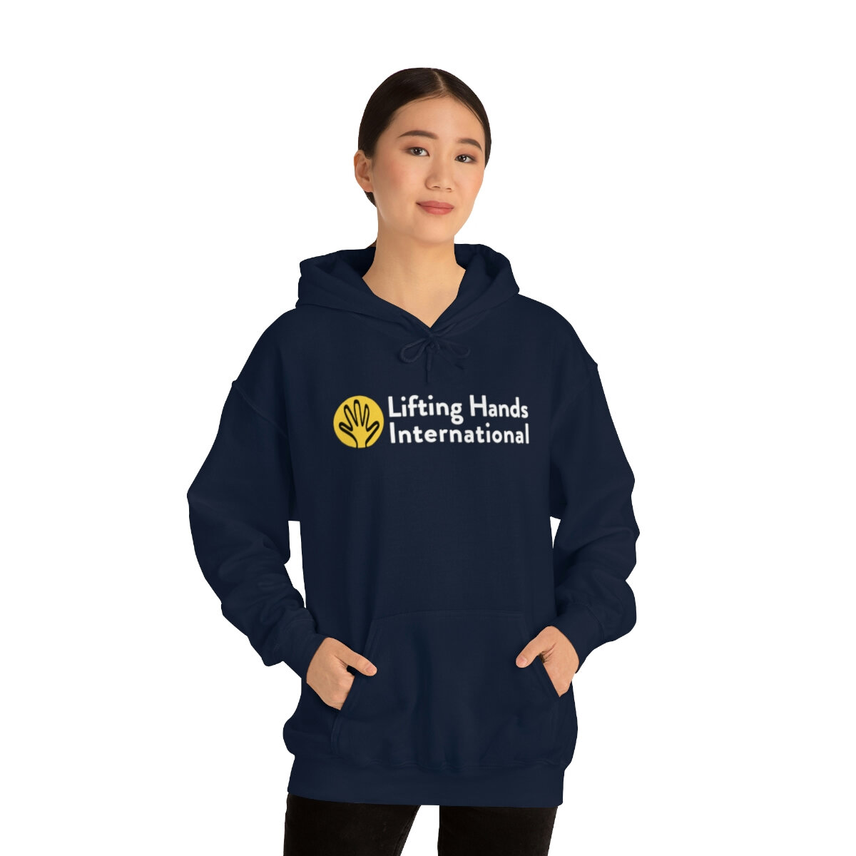 Navy Hoodie — Lifting Hands International