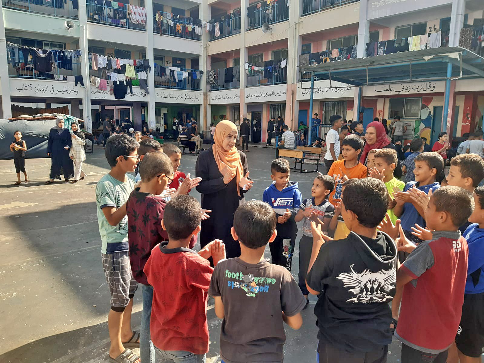 Recreational Activities for children at Khan Yonis UNRWA shelter.jpg