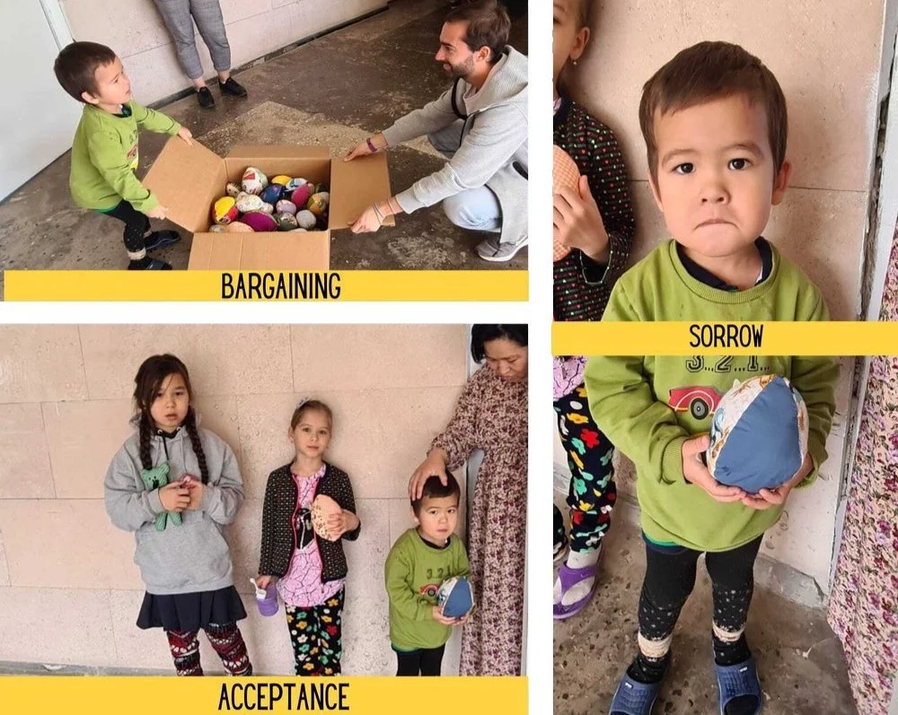  Most kids think Edu, LHI’s Director of Field Operations in Moldova, is Santa Claus, except perhaps this little fellow. He was not happy that Edu wouldn’t give him the whole box of balls. Fortunately, he was sort of ok with one in the end! 