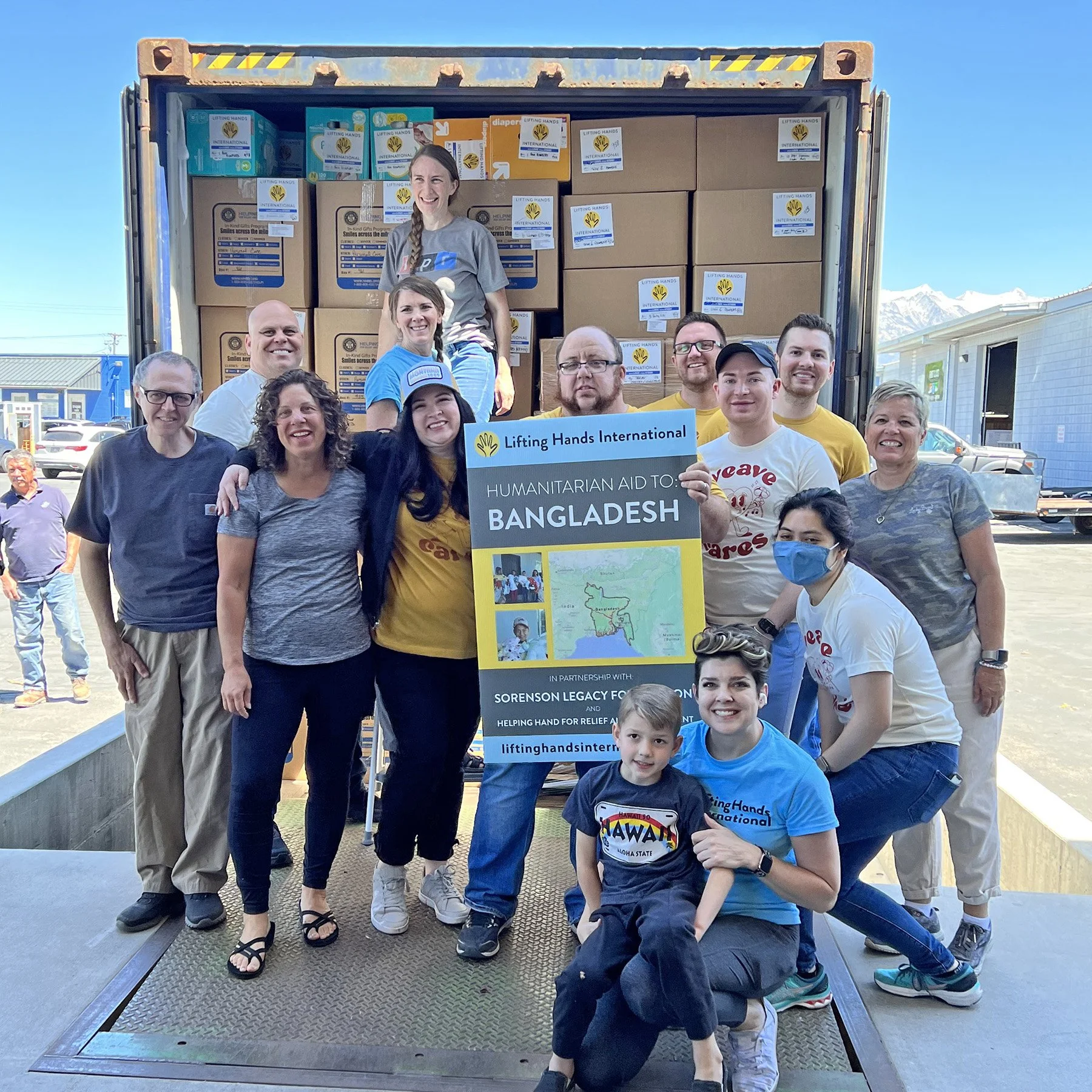  LHI sends shipments of humanitarian aid from our warehouse in Utah to Bangladesh every year. 
