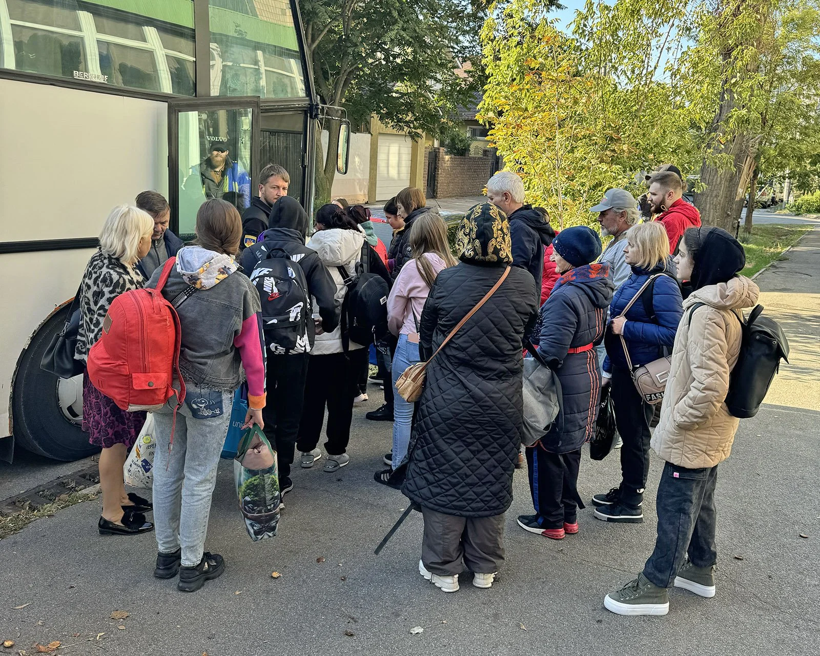  People boarding our bus in Zaporizhzhia for further evacuation. 