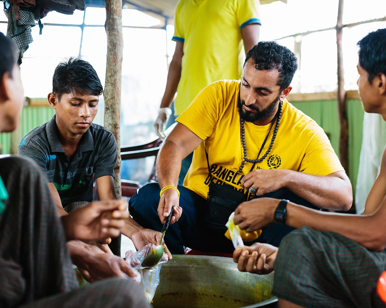  An LHI food distribution for Rohingya refugees in Bangladesh. 