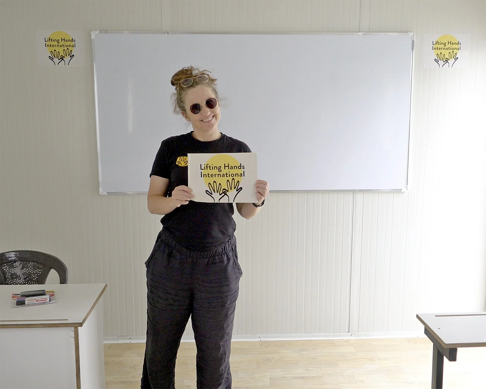  LHI Founder and Director Hayley Smith toured one of the modular classrooms LHI was able to build for Syrian refugee children in Jordan. 