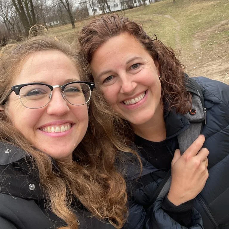   Hayley (L) and Shannon (R) in Moldova.  