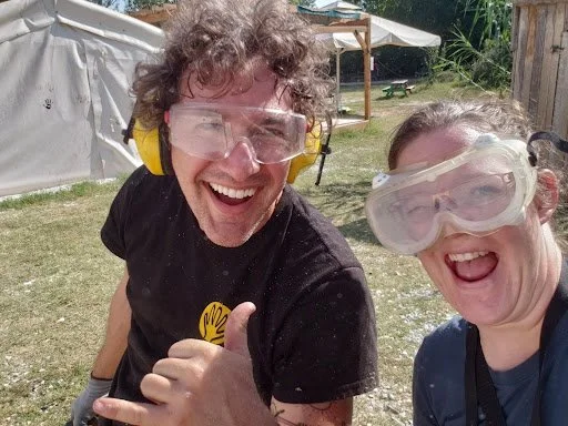  On her recent trip to the LHI Refugee Community Center in Serres, Greece, Carlissa was recruited by Jaron, LHI's Director of Monitoring and Evaluation, to construct a space for the professional development program! 
