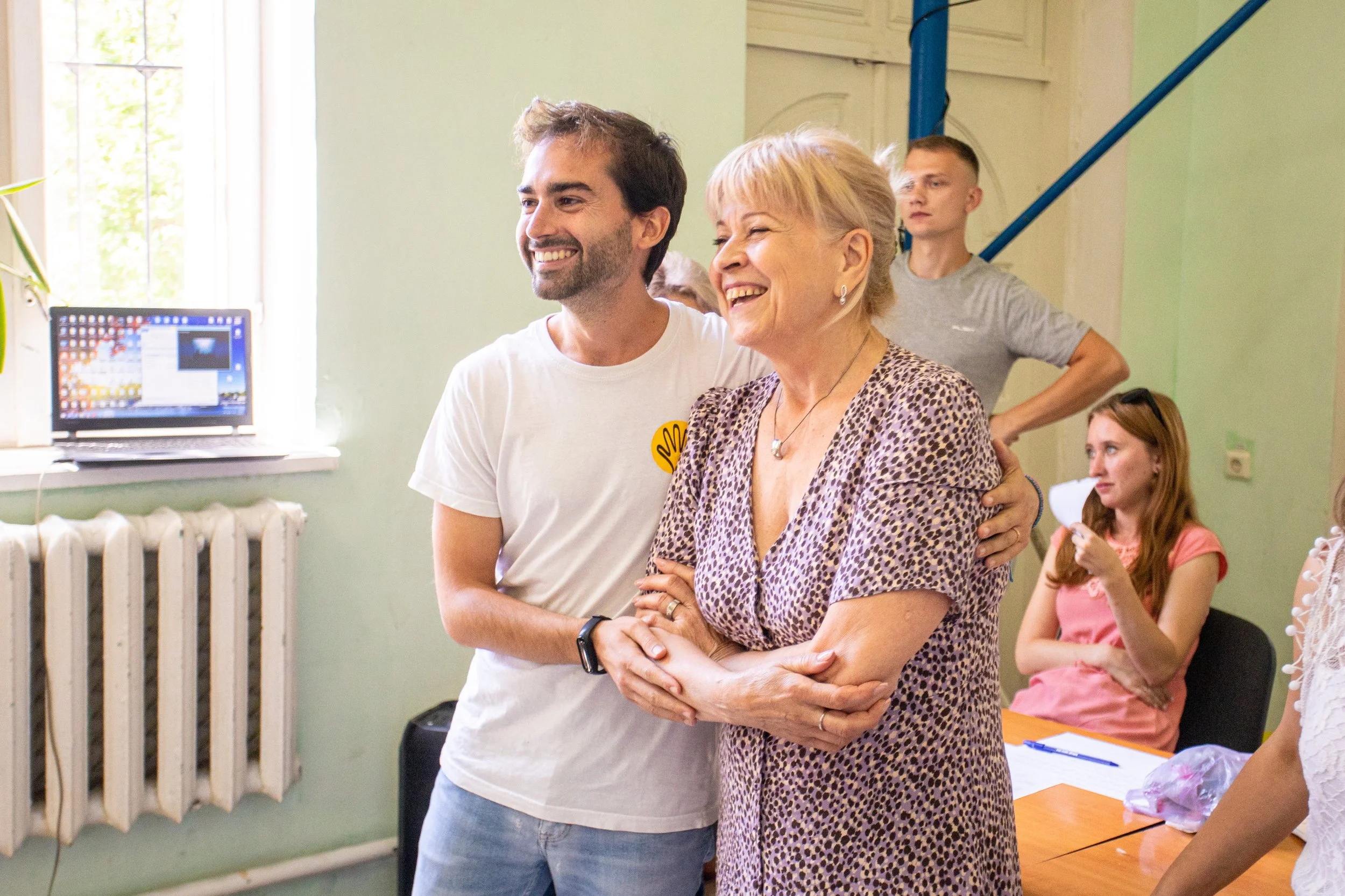  Edu, LHI Director of Field Operations in Moldova, and Clara, the director of the Phoenix Center, enjoy the day’s festivities. 