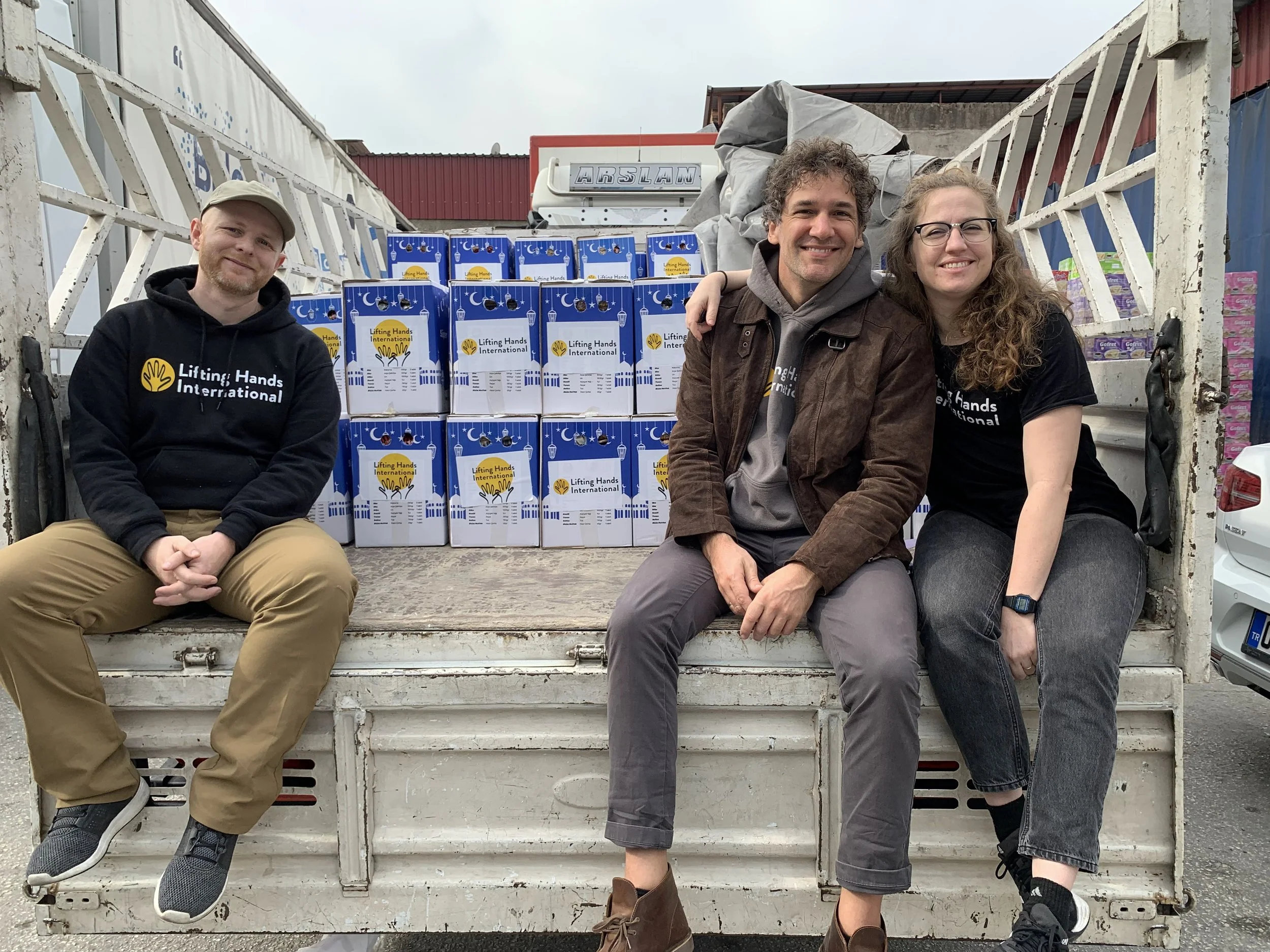  LHI’s COO Walker, Director of Monitoring and Evaluation Jaron, and Founder and Director Hayley distributed aid to survivors of the earthquakes that devastated Turkey and Syria in February. 