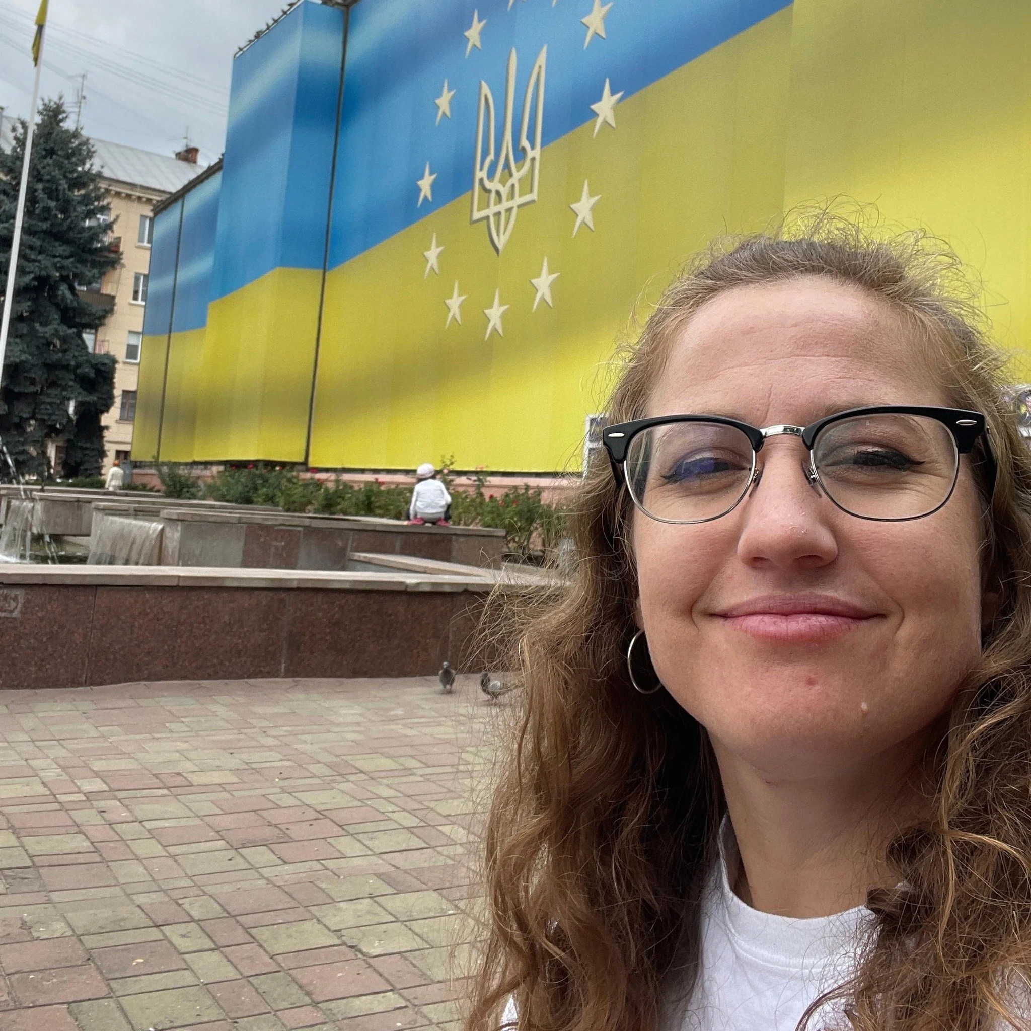   LHI Founder/Director Hayley Smith in  Chernivsti , Ukraine, on her birthday.  