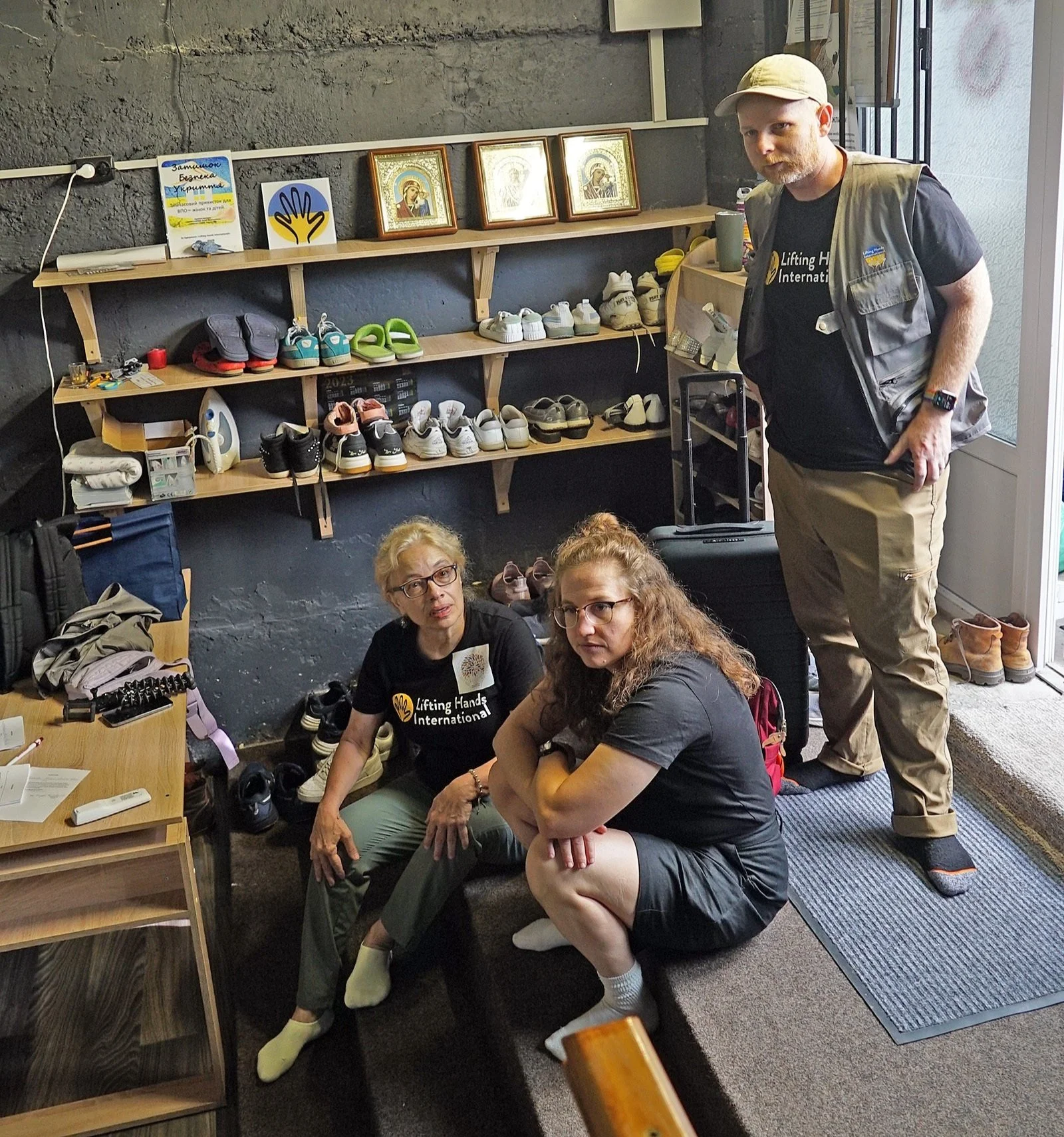  Mary (left) visited the LHI Women’s Shelter in Ukraine with LHI Founder and Director Hayley Smith and LHI COO Walker Frahm. 