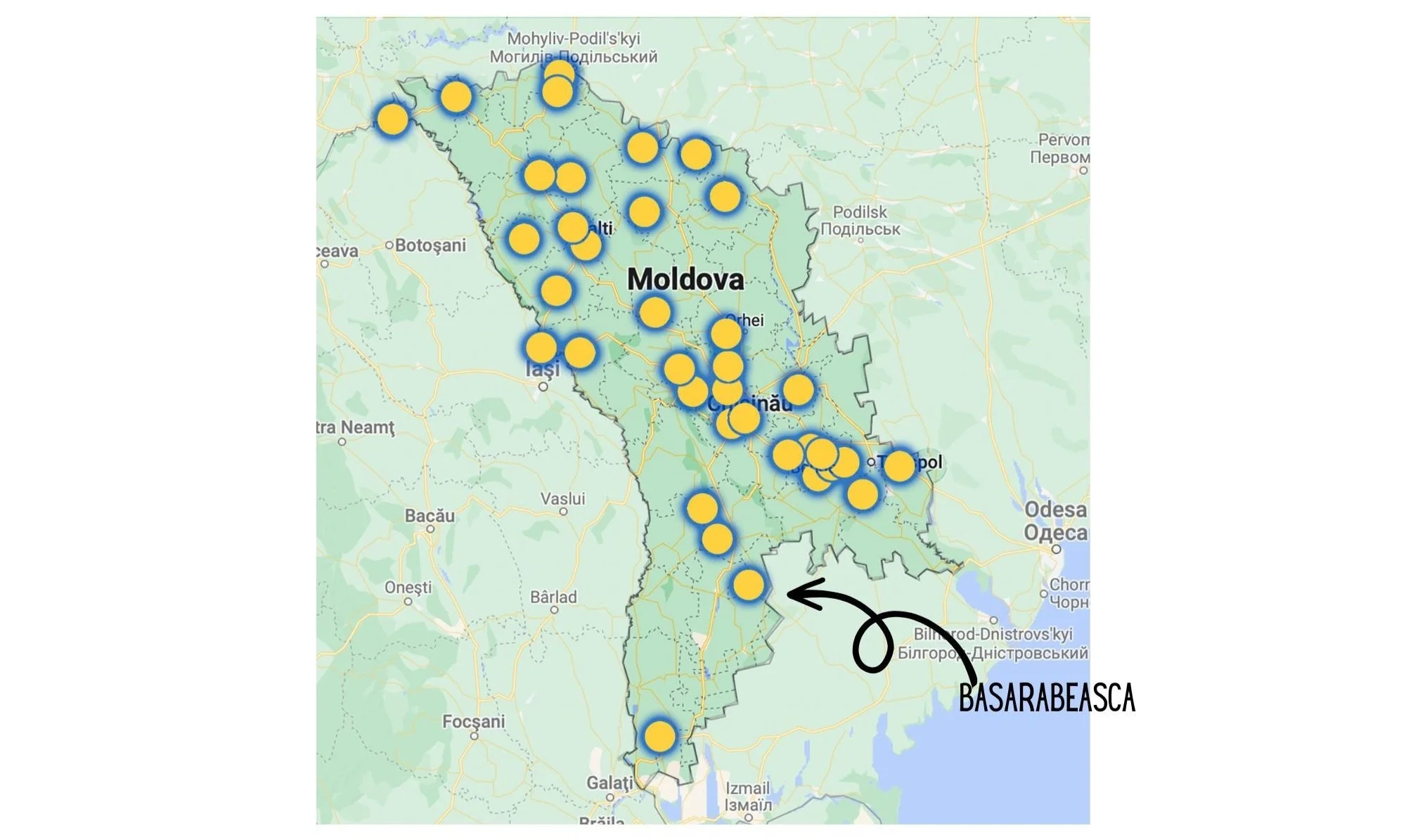  This is a map of where the recipients of the first and second round small grants are located. Since this map was created, LHI has awarded a third round of small grants to Moldovan organizations assisting Ukrainian refugees. 