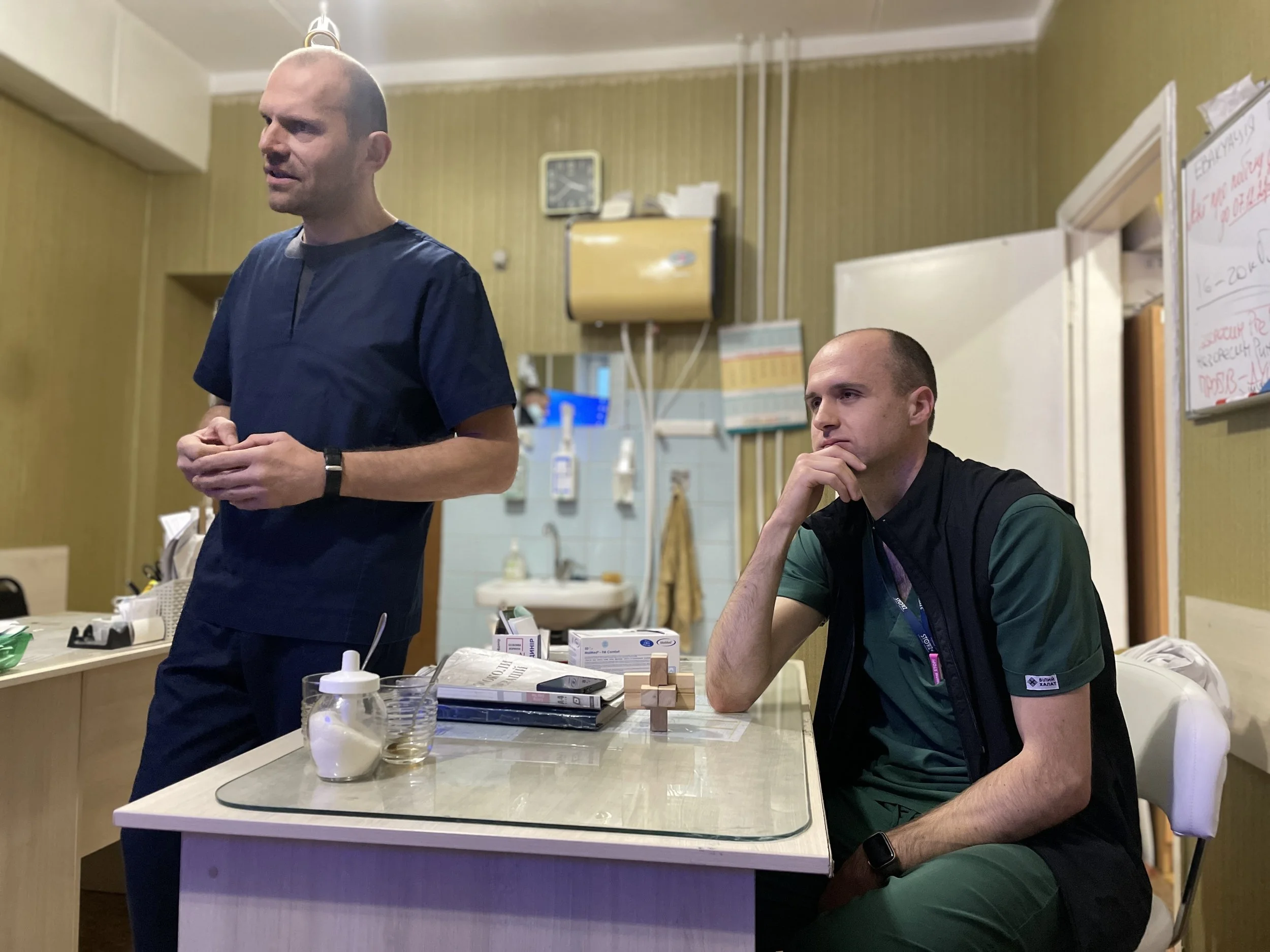  Two of the maxillofacial surgeons at the hospital. 